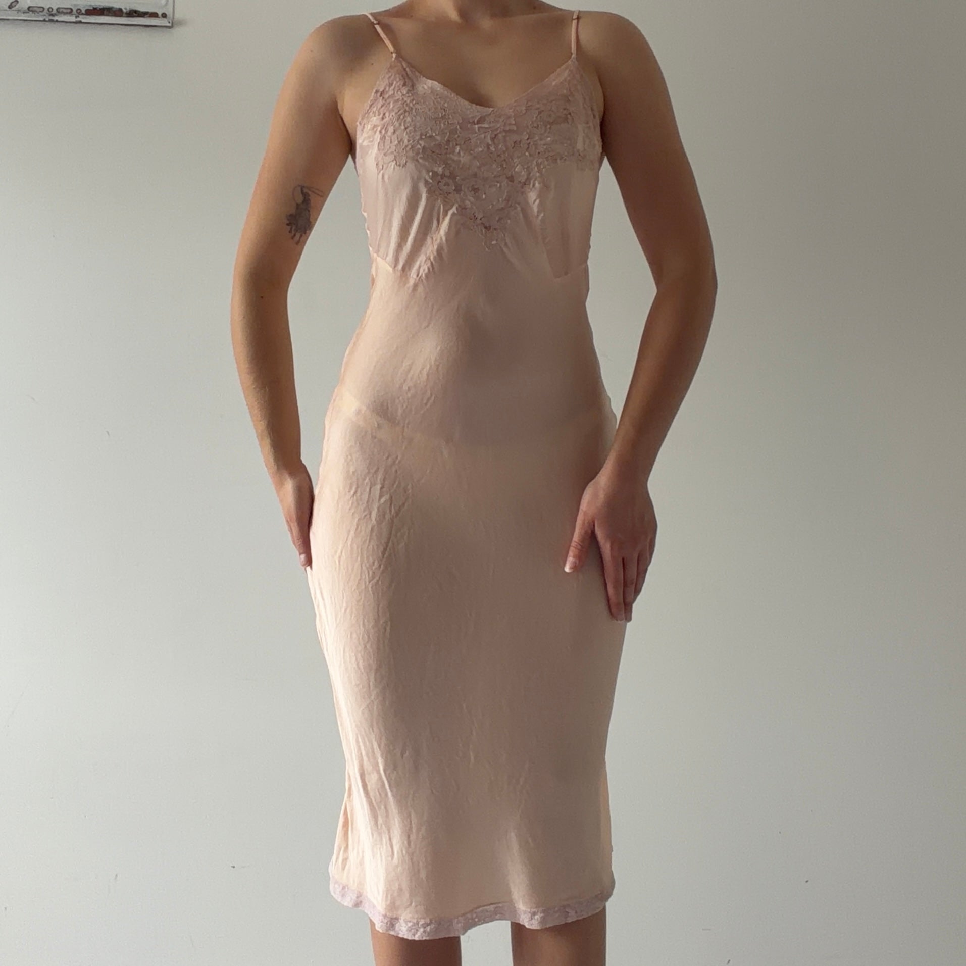 30s Barbara Lee Silk Midi Slip Dress | XS