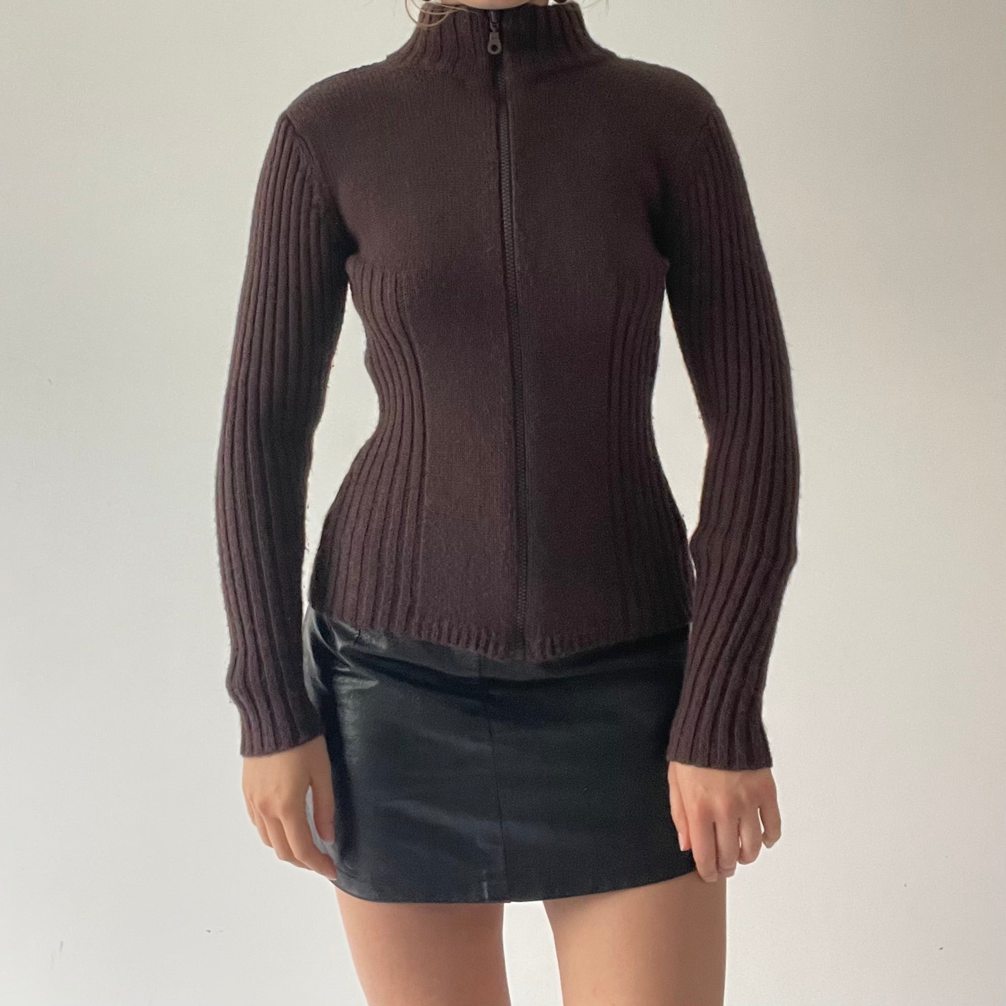 90s Glassons Wool knit Zip Up | 6-8