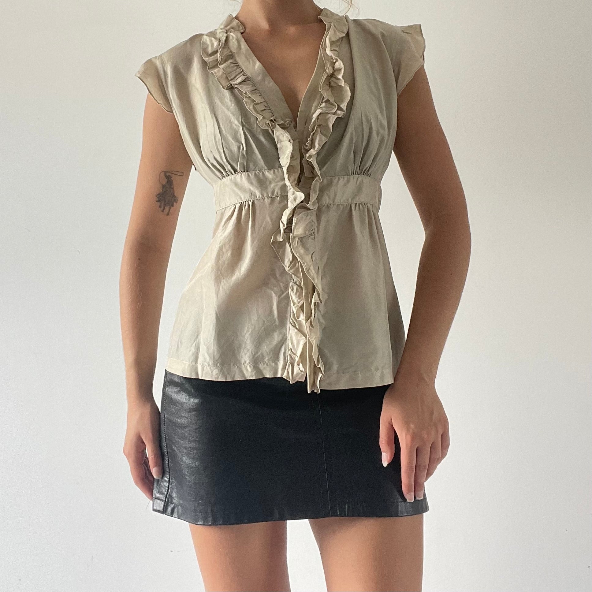 Silk Ruffle Button Up | 10-12