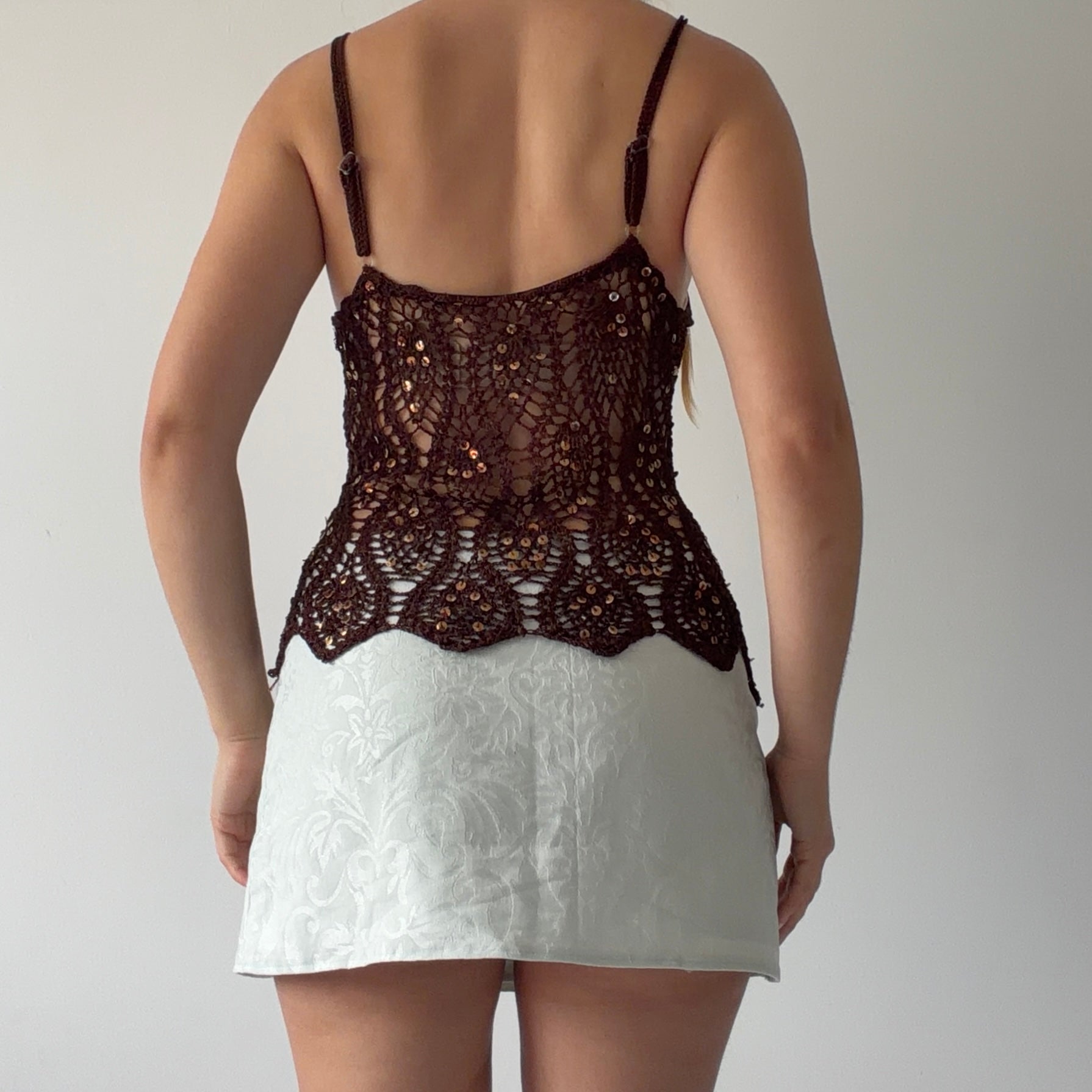 00s Sequinned Crochet Top | 8-10