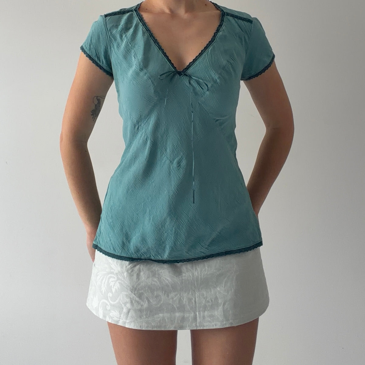 Indigo Palms Silk Top | M