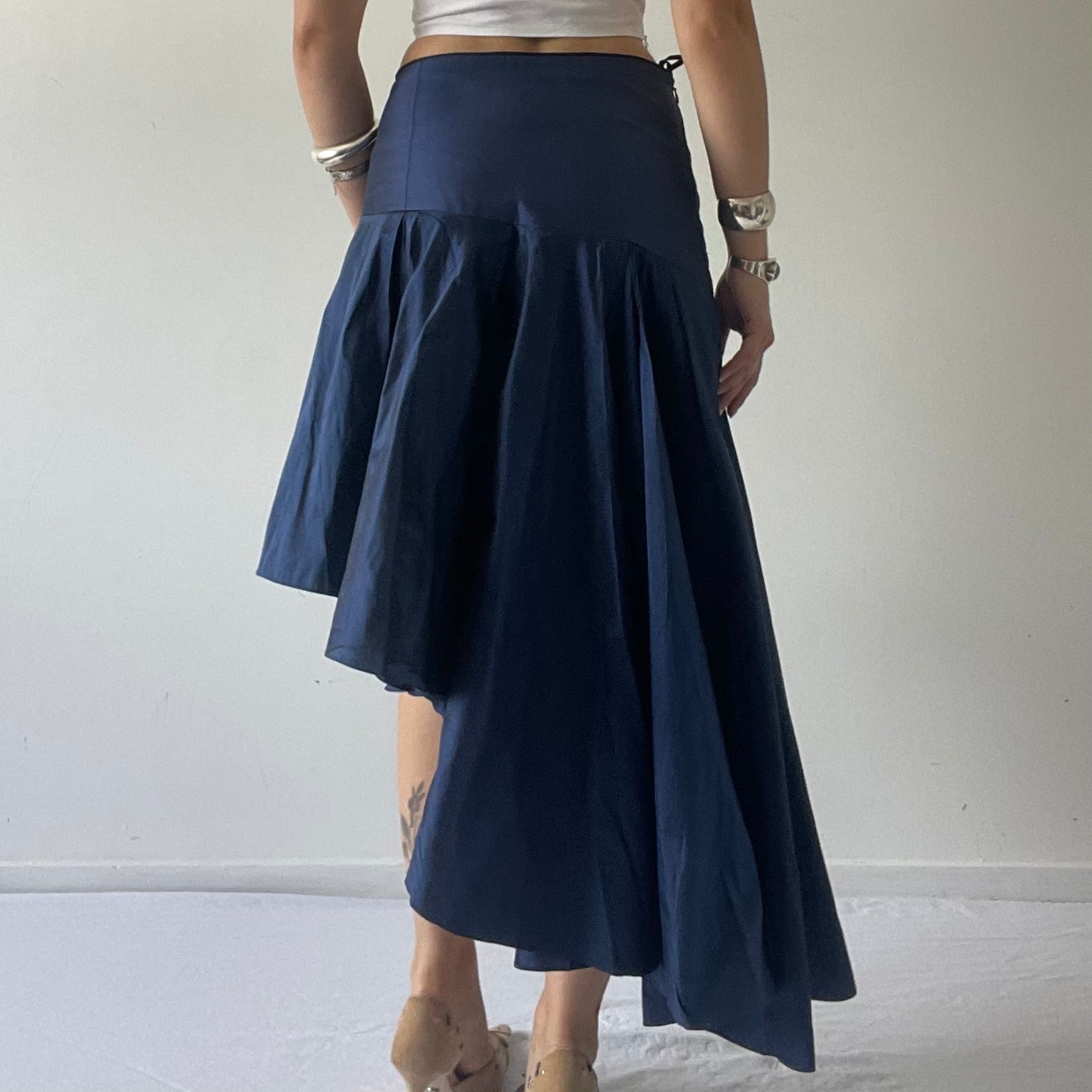 Silk Tafetta Midi Ruffle Skirt | 6-8