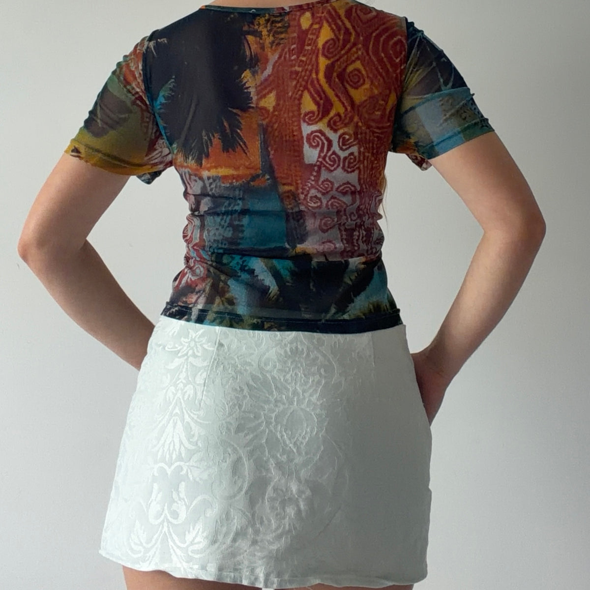 Marie Claire Graphic Mesh Top | L-XL