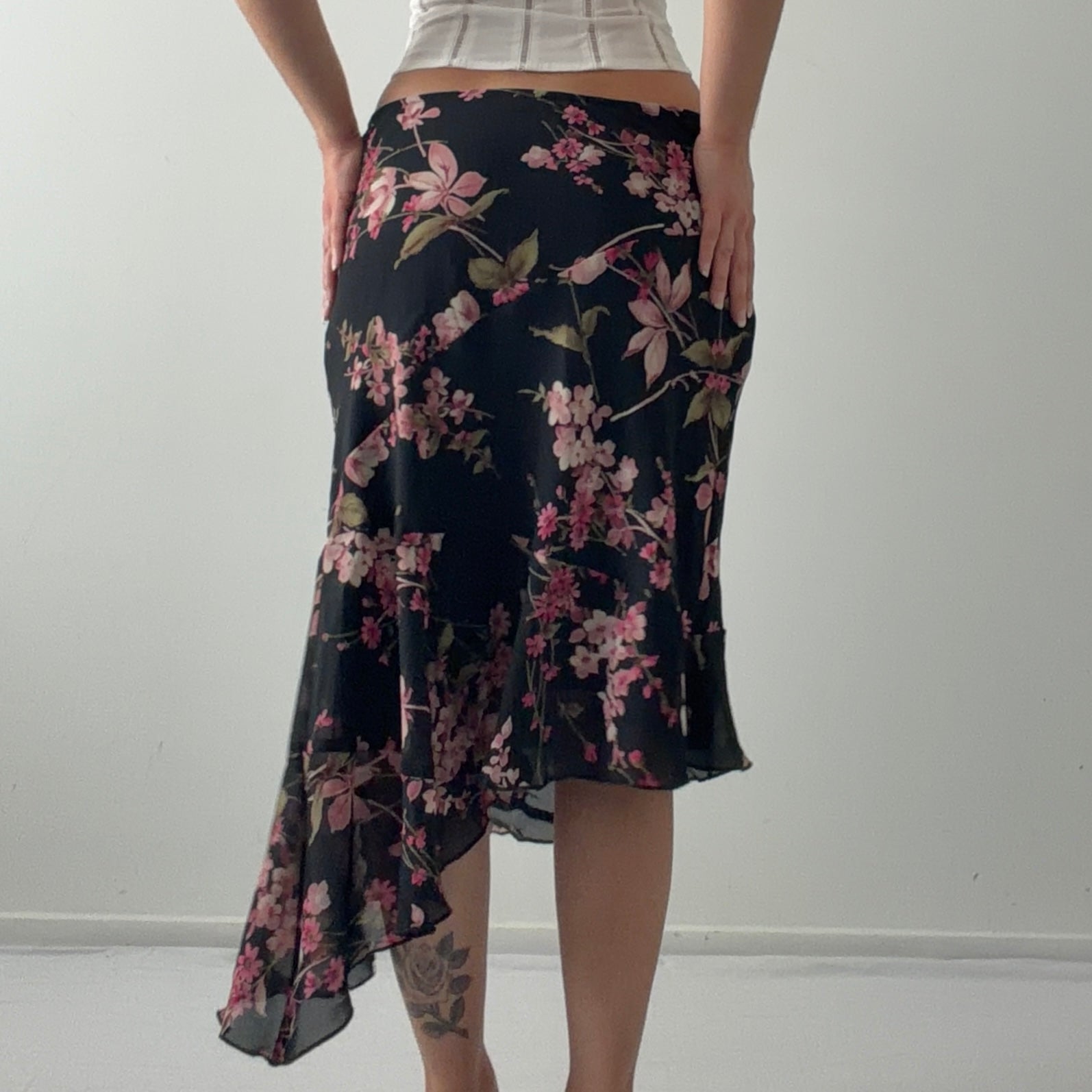 Fashion Bug Floral Asymmetric Skirt | M