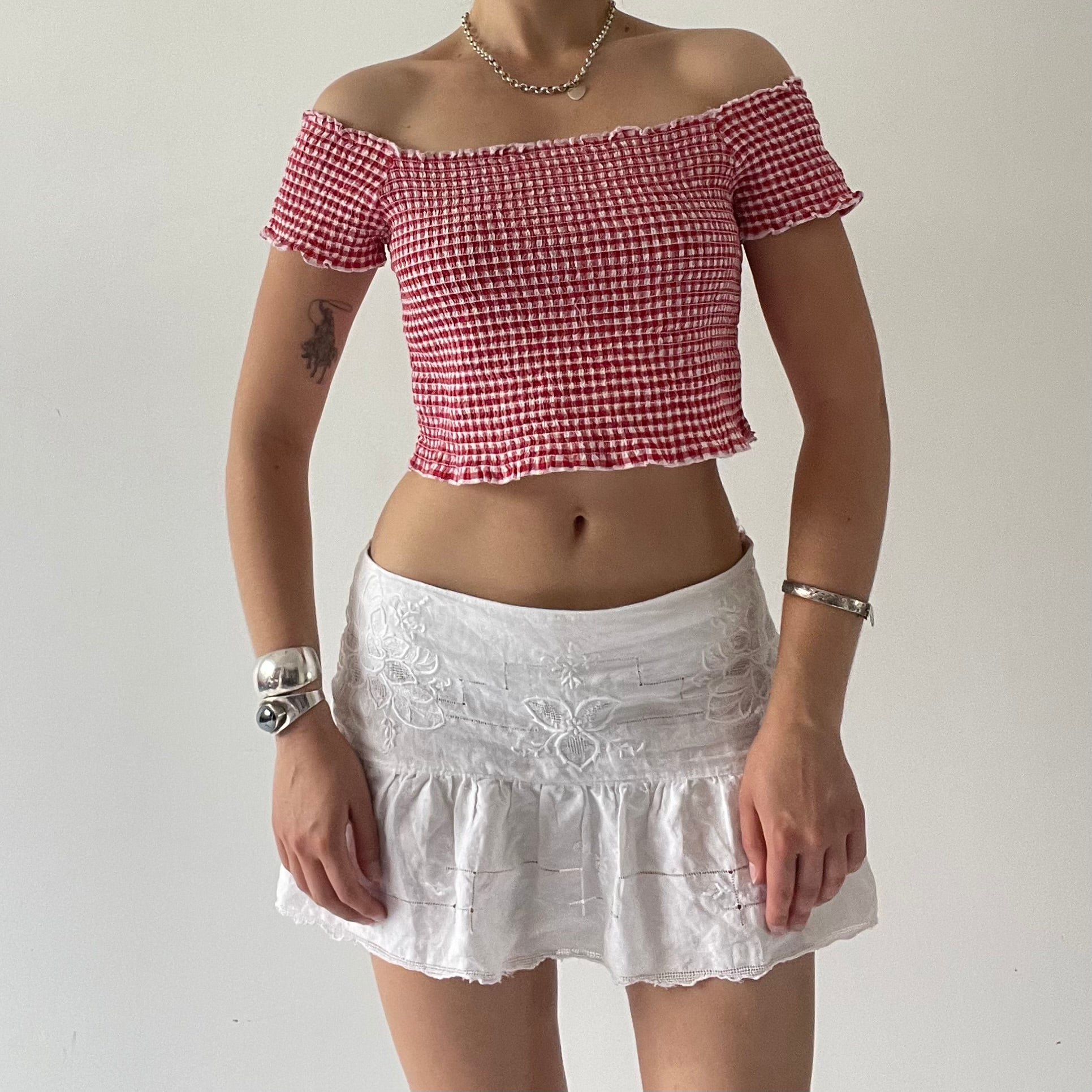 Max Gingham Ruched Top | 6-8