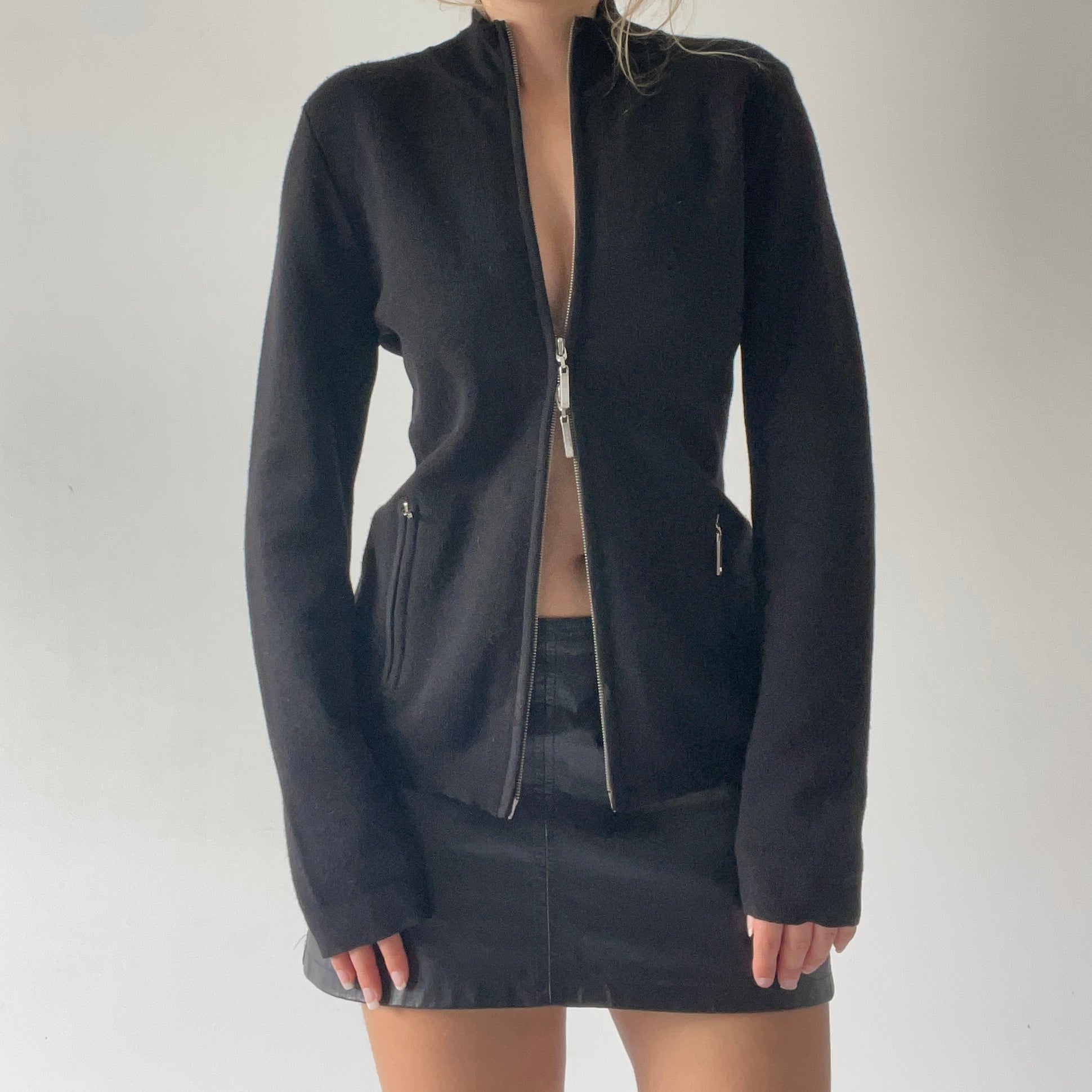 Dana Buchman Wool Double Zip Knit | L
