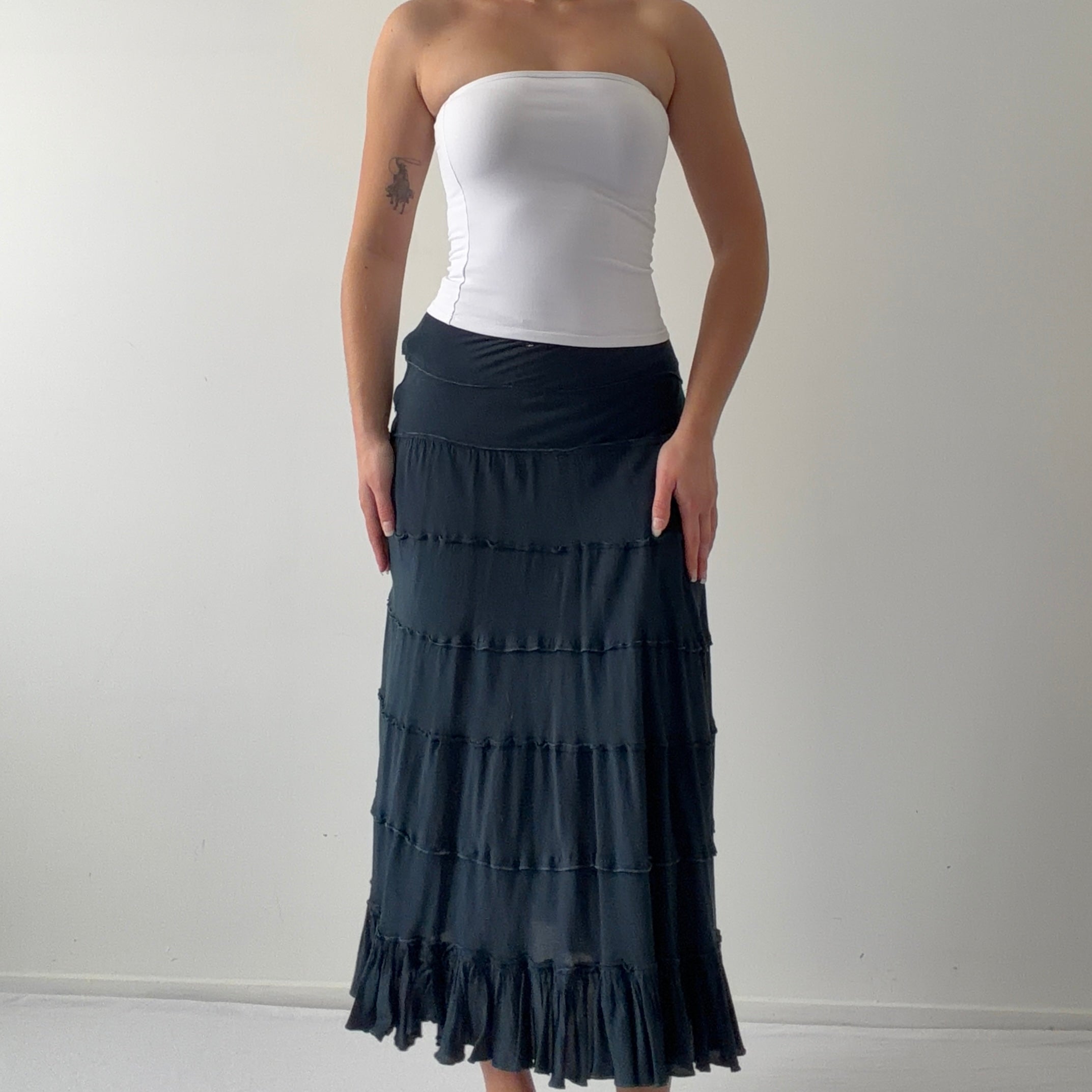 Wet Seal Tiered Midi Skirt | 4-6