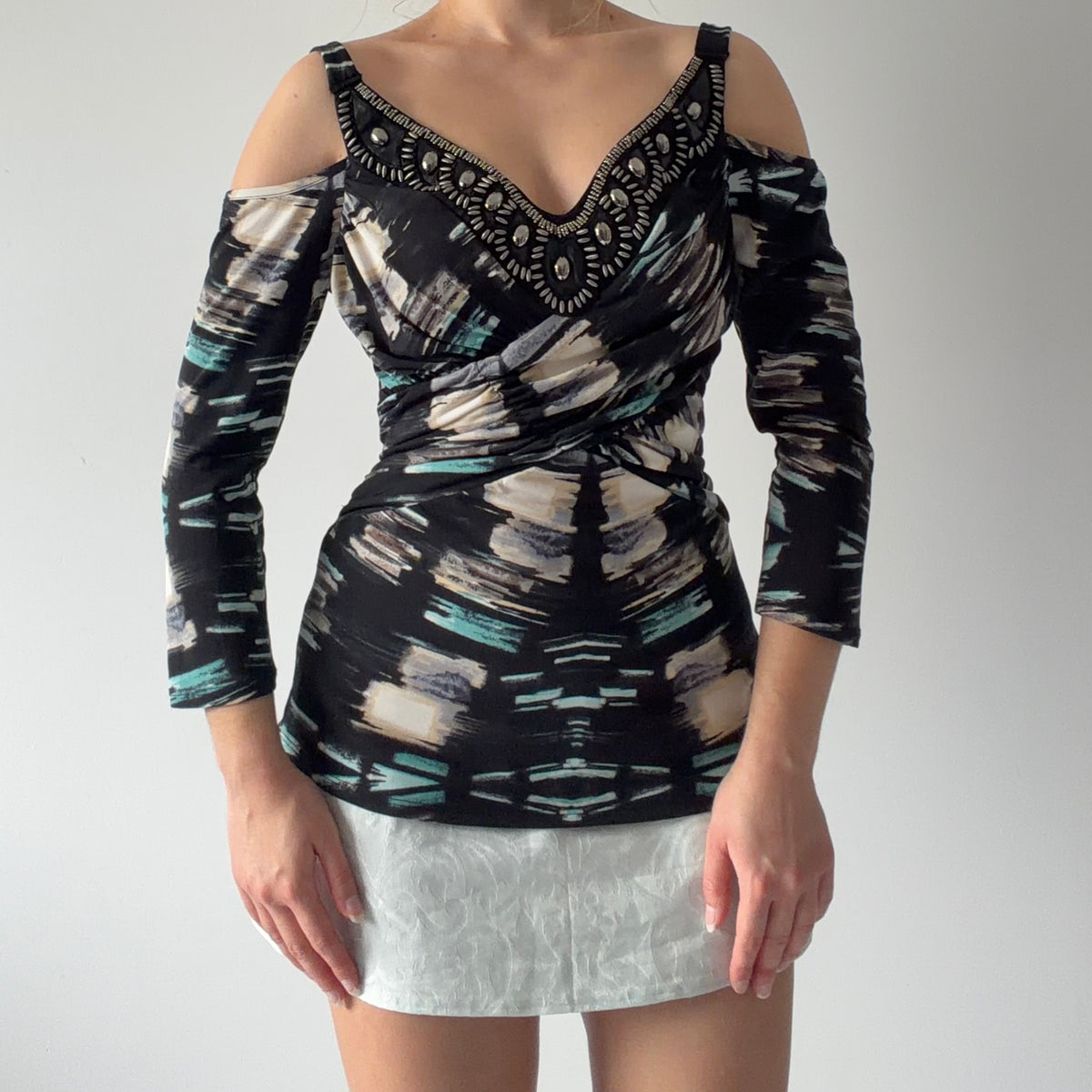 Venus Embellished Cutout Top | L
