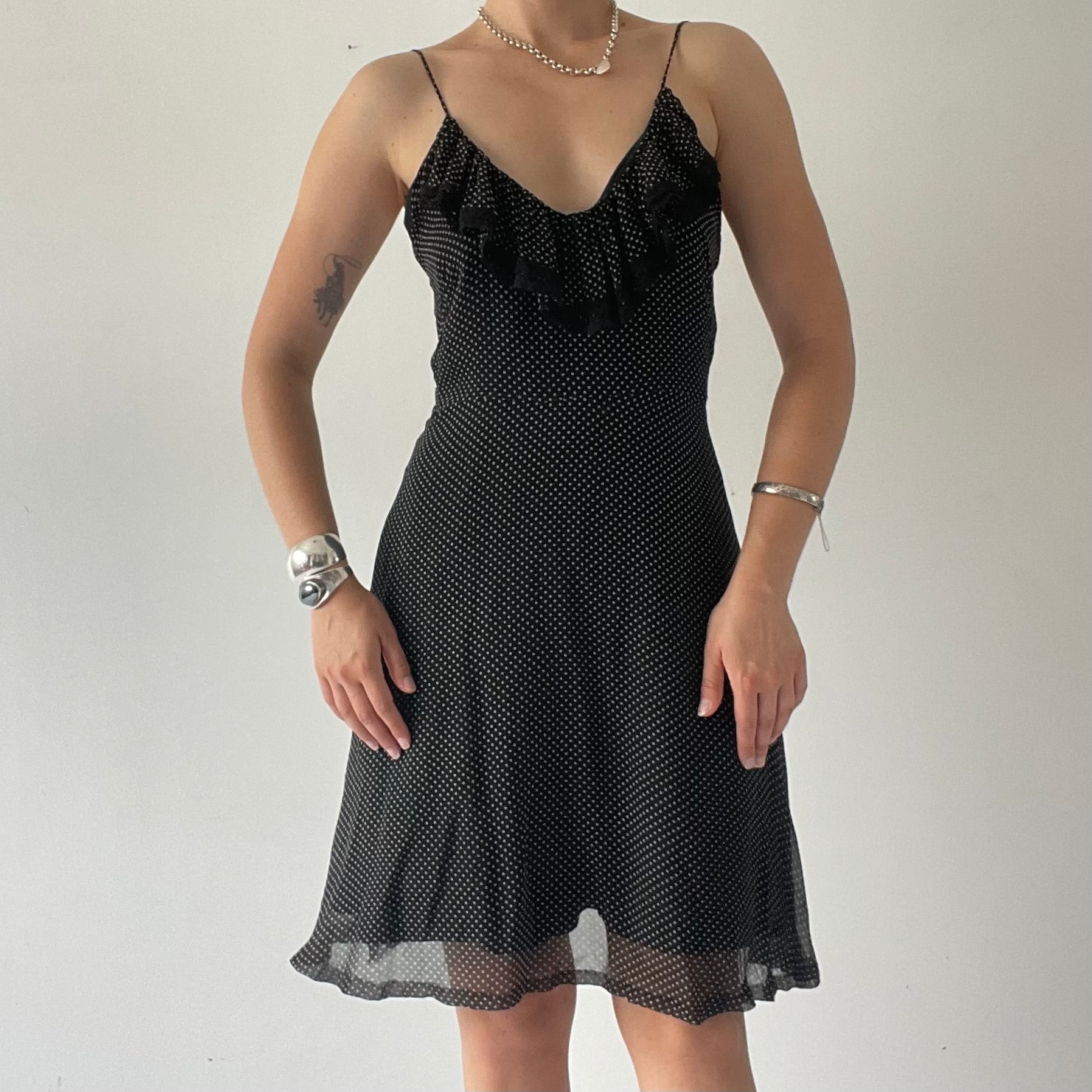 Olga Kapustina Silk Polka Dot Midi Dress | S