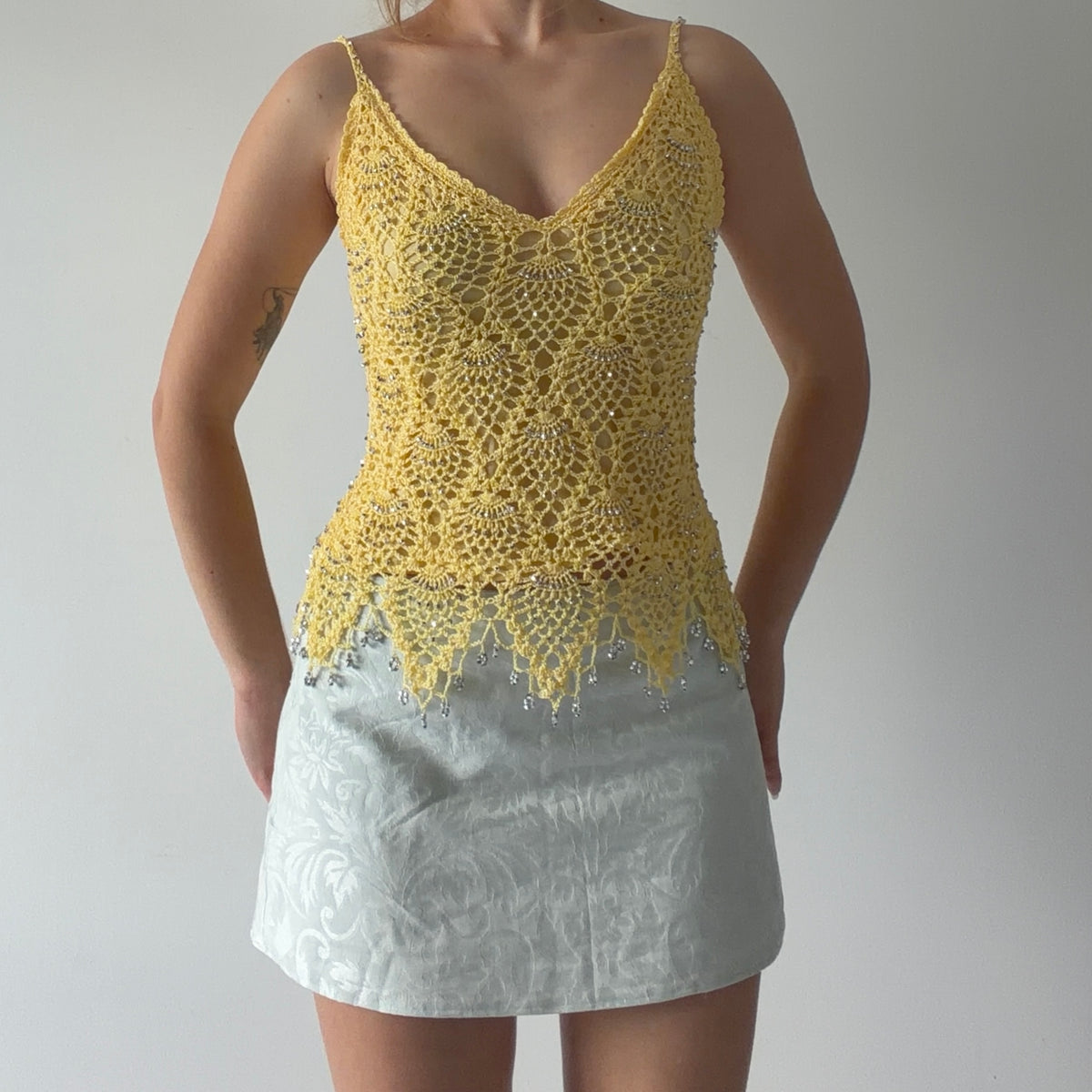 Beaded Crochet Cami Top | S