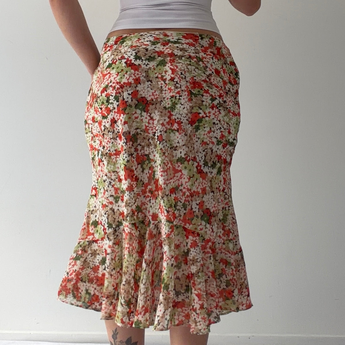 New York & Co Floral Midi Skirt | L