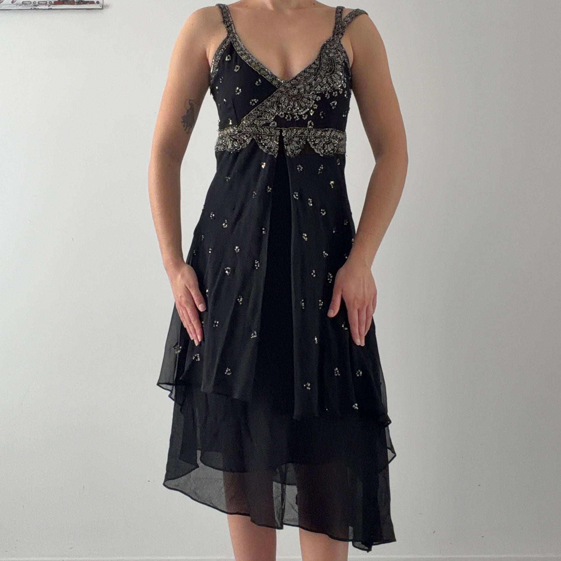 Karen Millen Silk Beaded Dress | 10-12