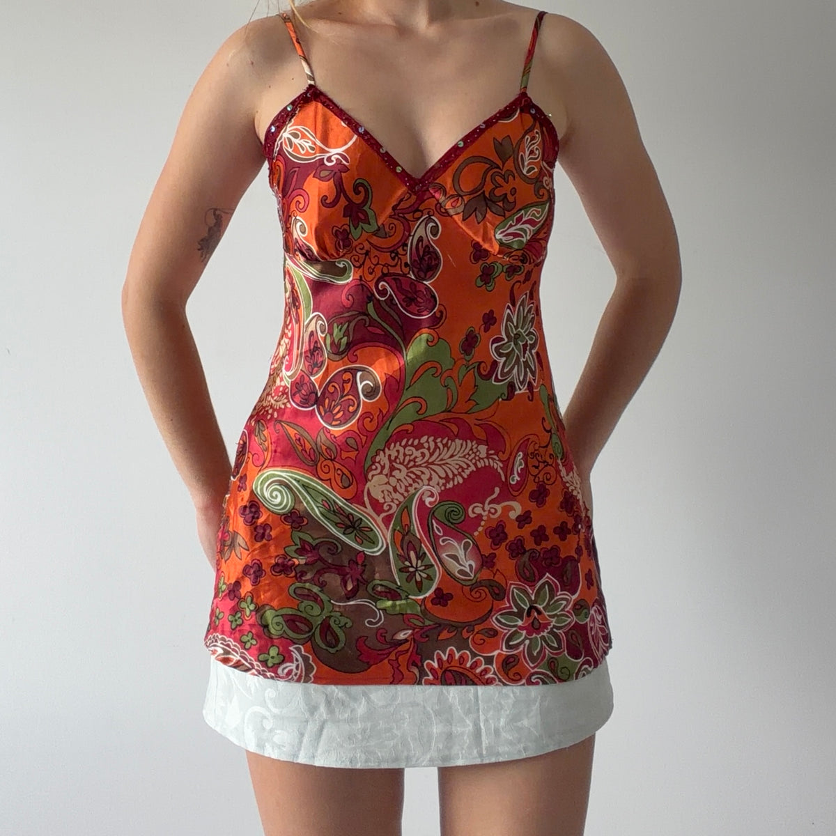 Xhilaration Paisley Satin Cami | S