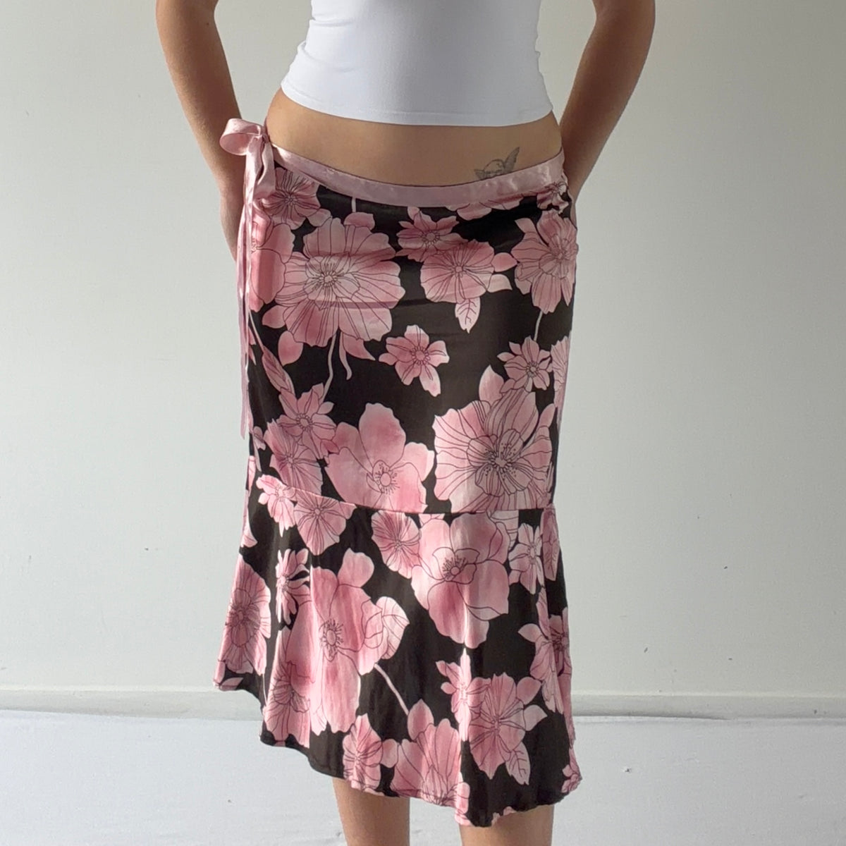 New York & Company Silk Floral Midi Skirt | 10-12