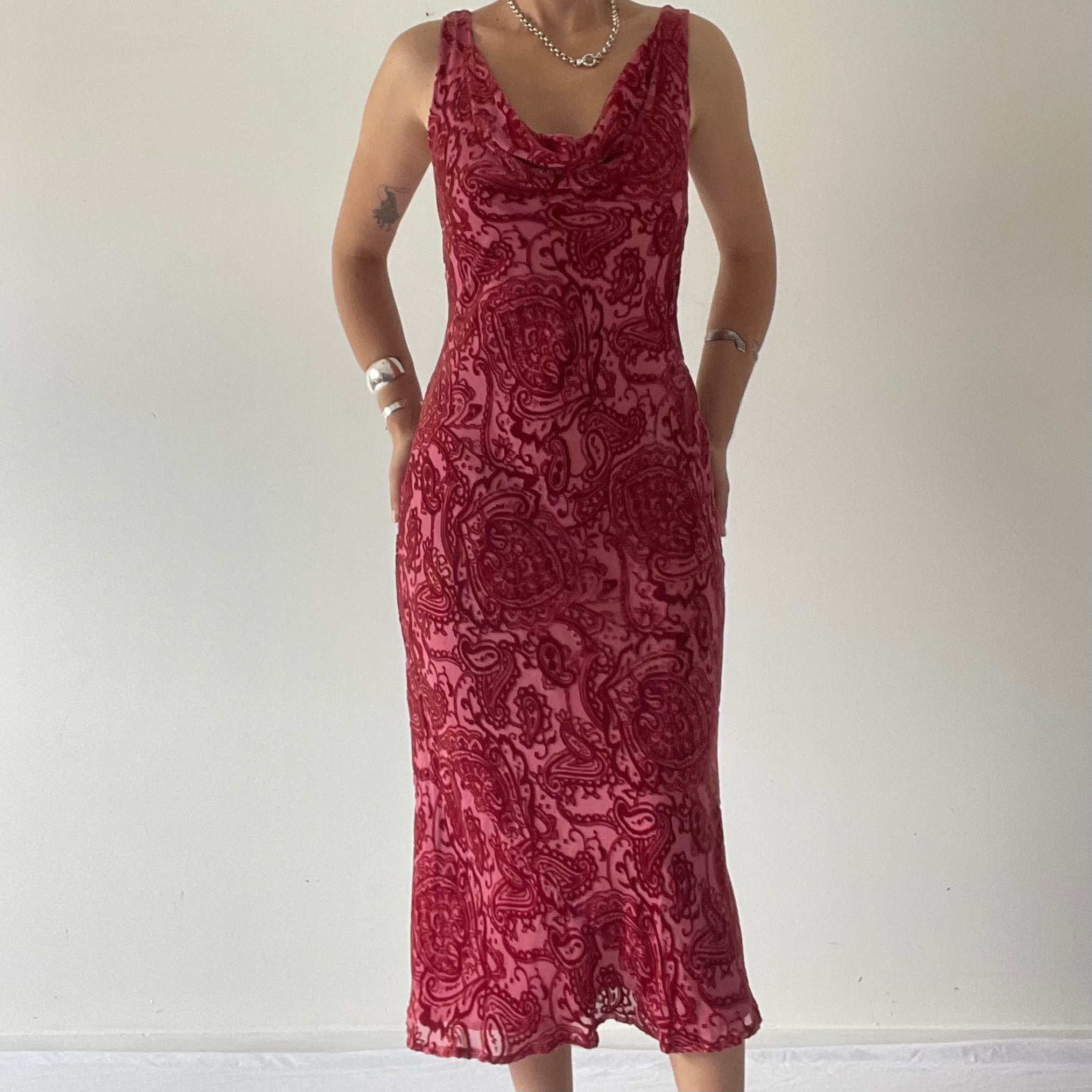 Monsoon Silk Cowl Midi Dress | 8-10