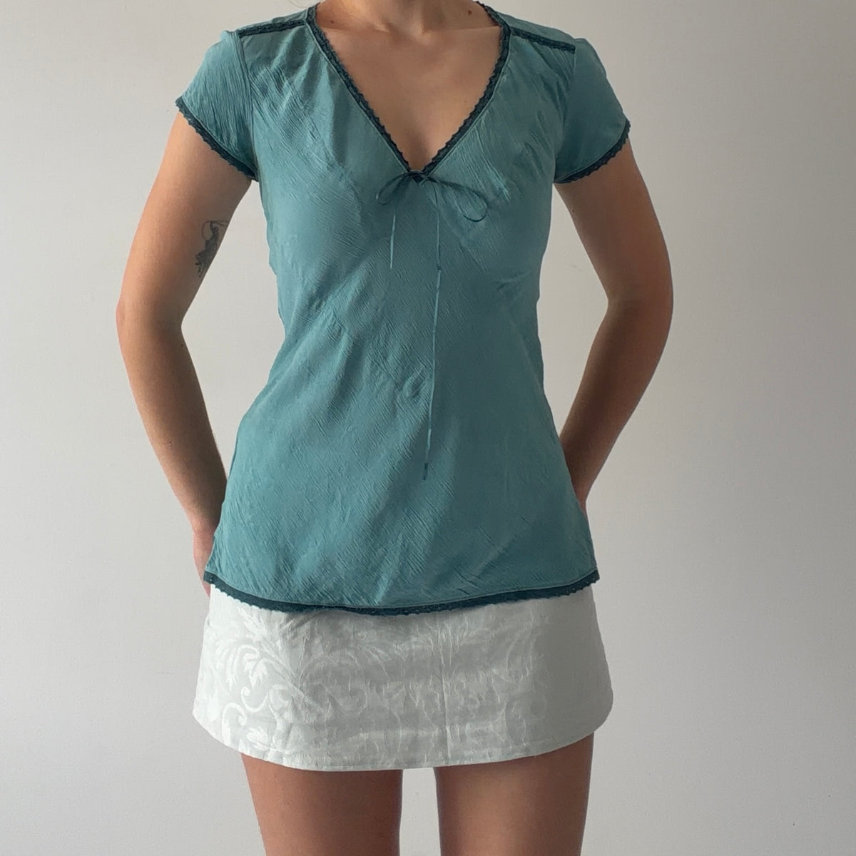 Indigo Palms Silk Top | M