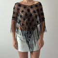 Beaded Crochet Poncho Top | OS