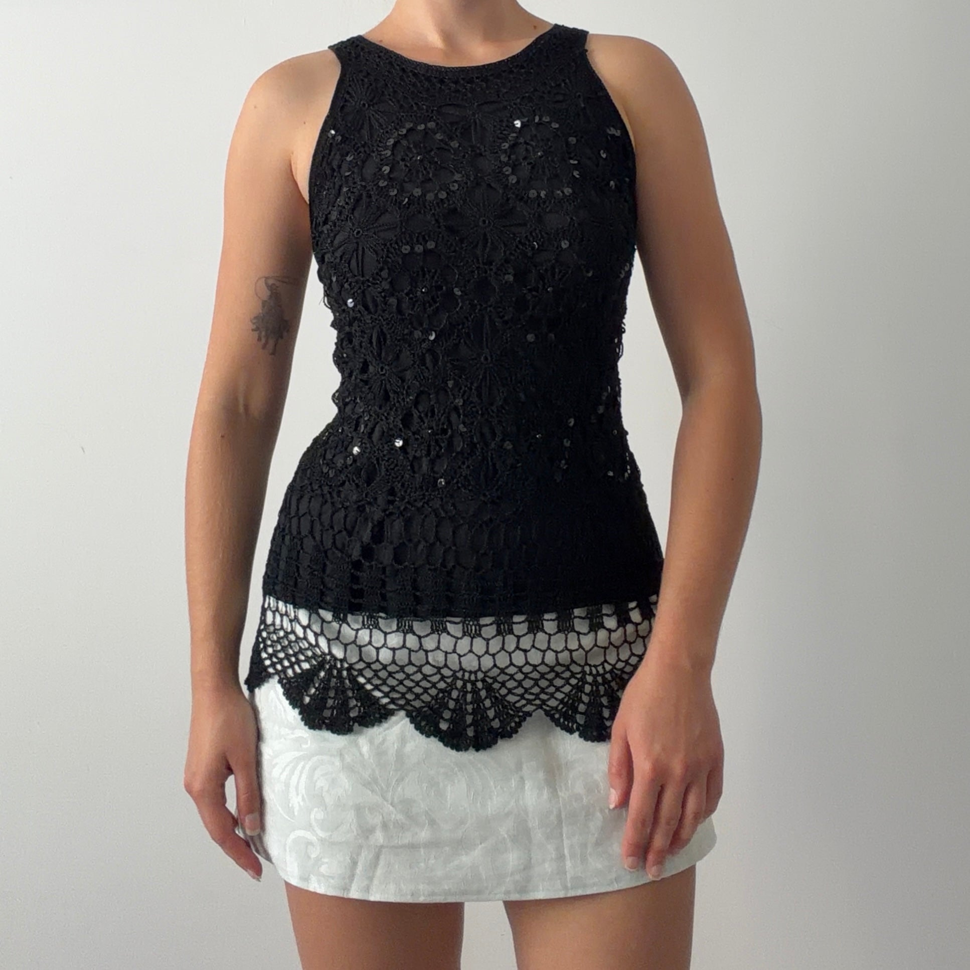M & Co Crochet Sequin Top | L