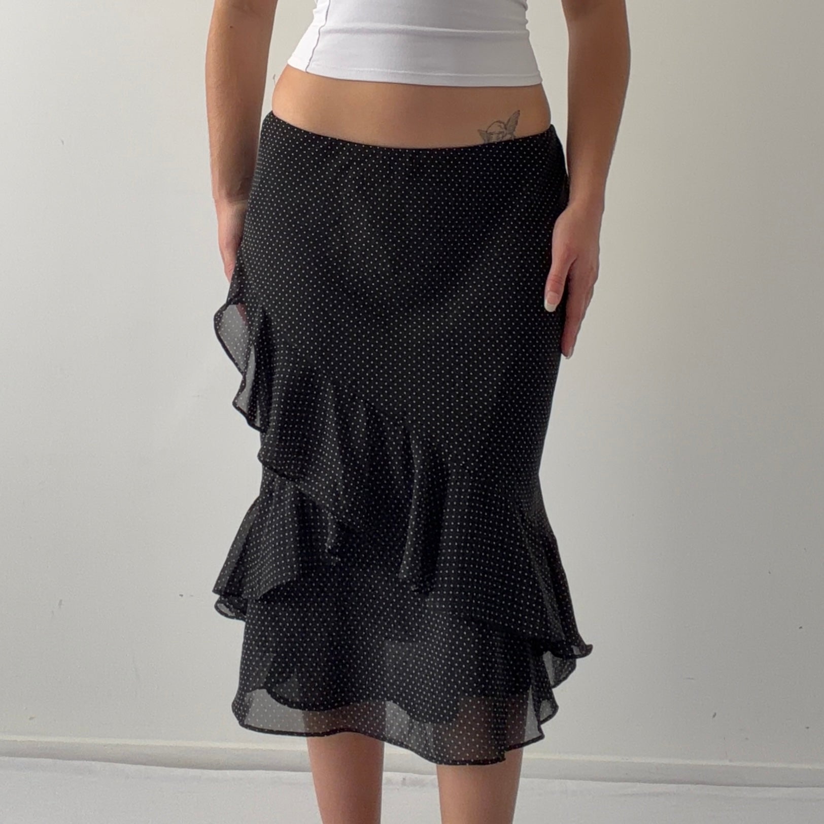 Chaps Polka Dot Ruffle Skirt | 10-14