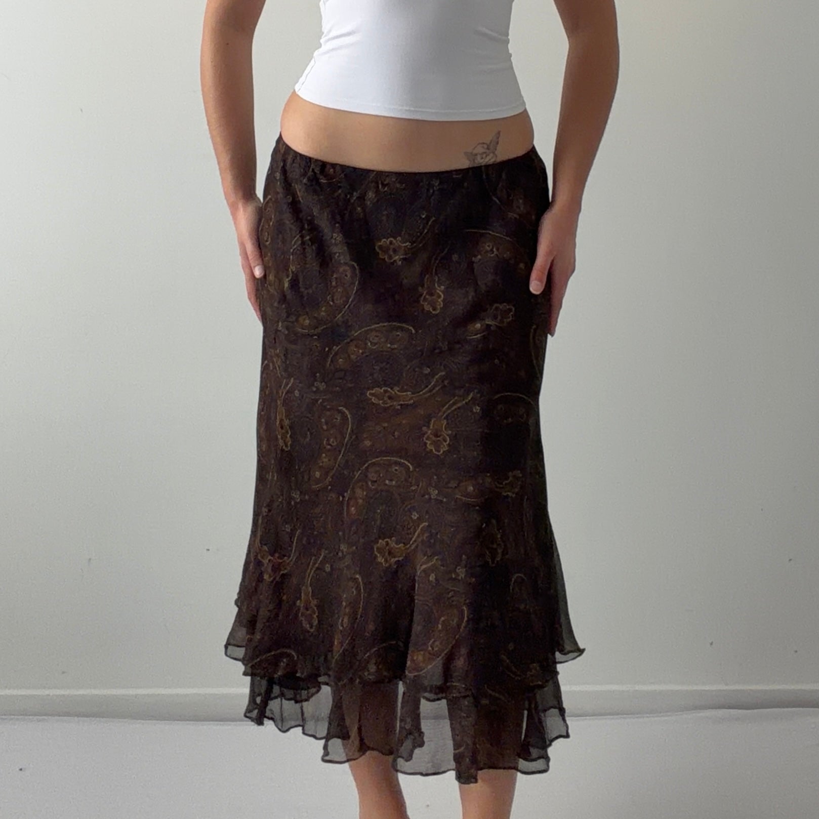 Ralph Lauren Silk Paisley Midi Skirt | 8-10