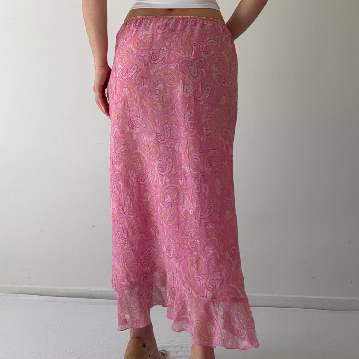 Worthington Paisley Ruffle Midi Skirt | M