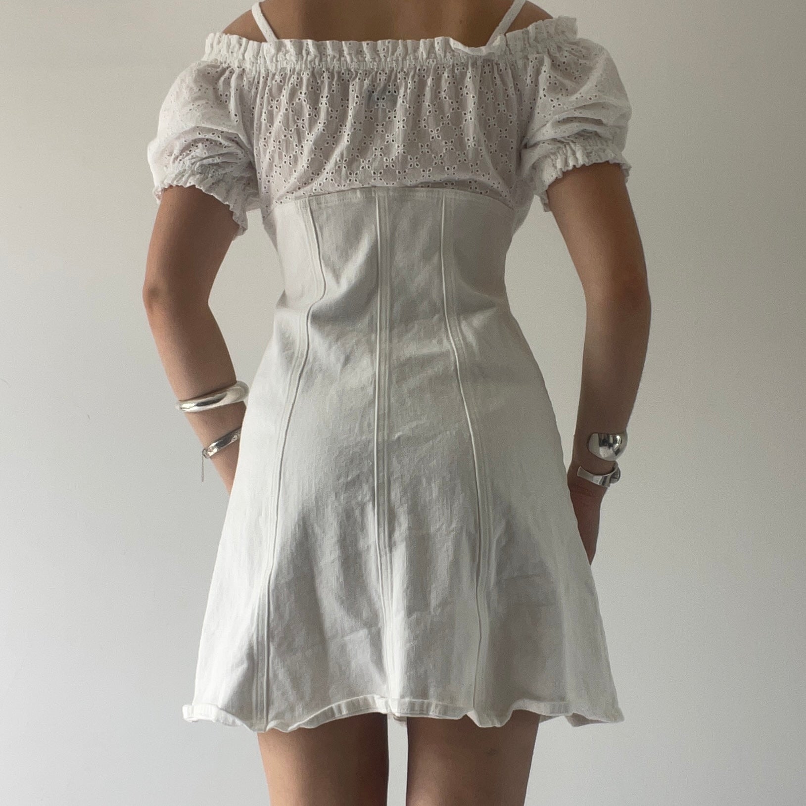Prairie Puff Sleeve Broderie Mini Dress | 8-10