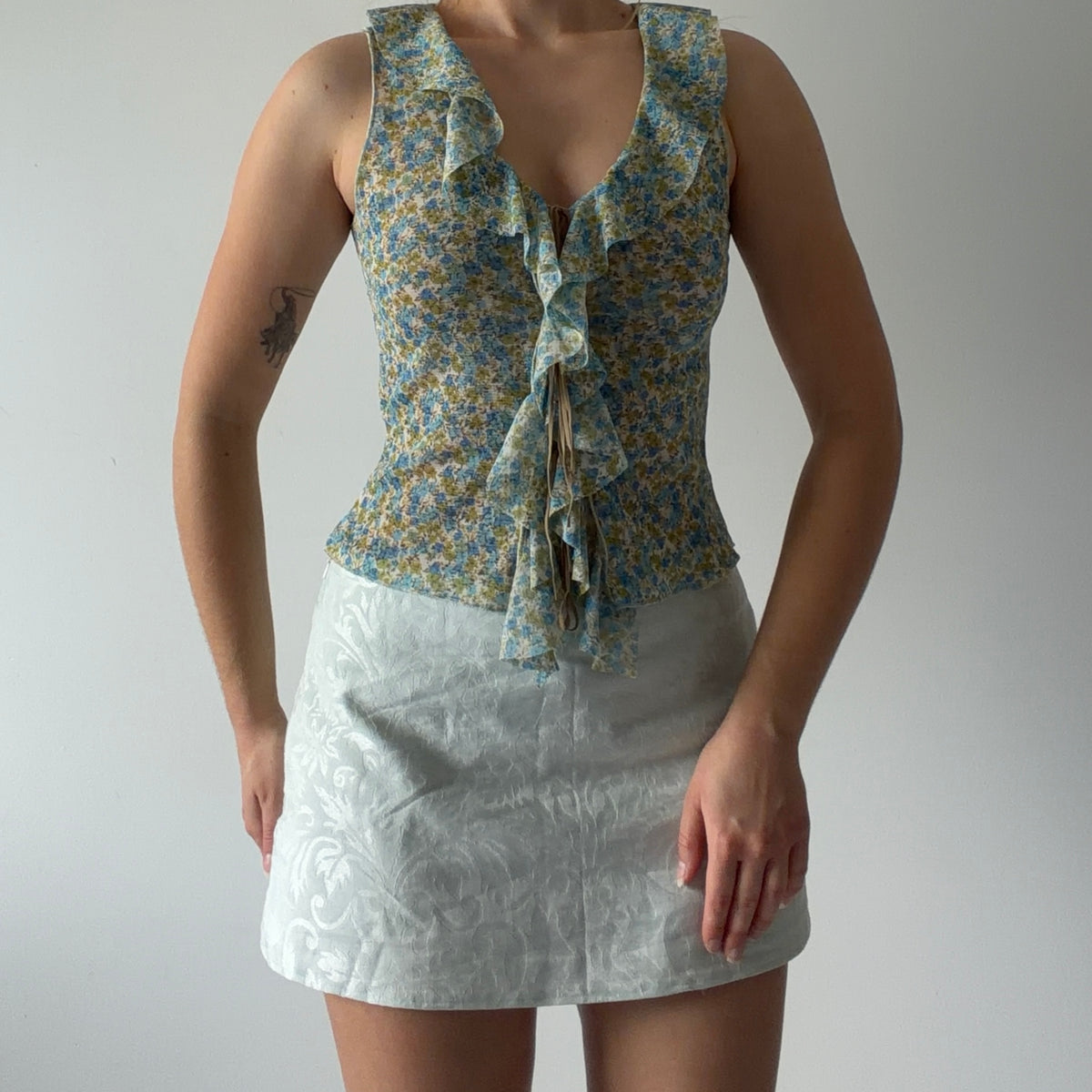 Axara Paris Ruffle Floral Cami | XS-S