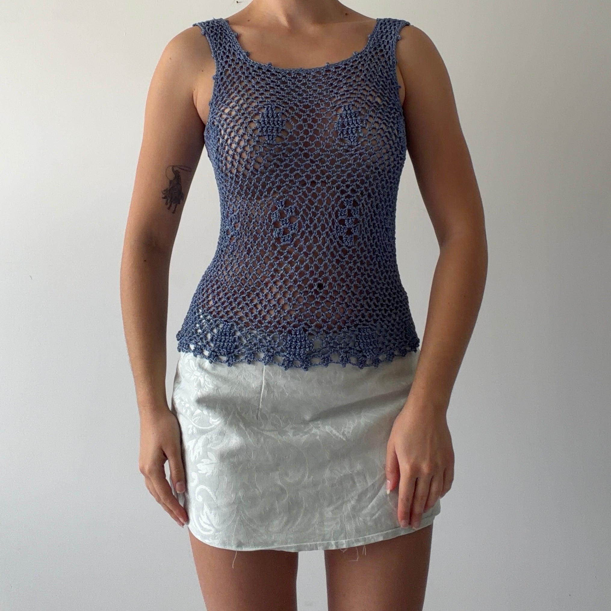 00s Blue Crochet cami Top | 8-10