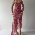 Lapis Silk Midi Asymmetric Dress | M