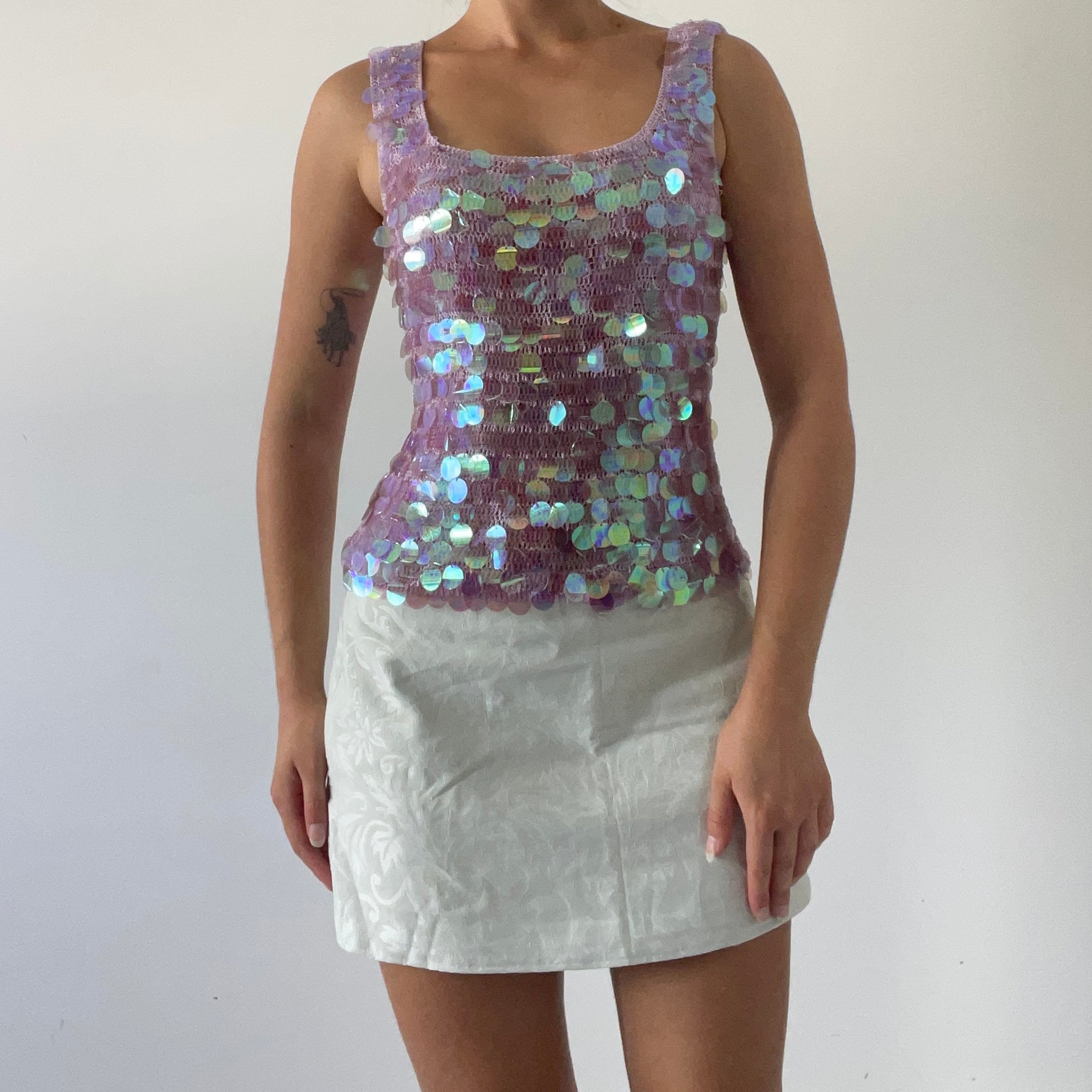 00s Crochet Sequin Top | M