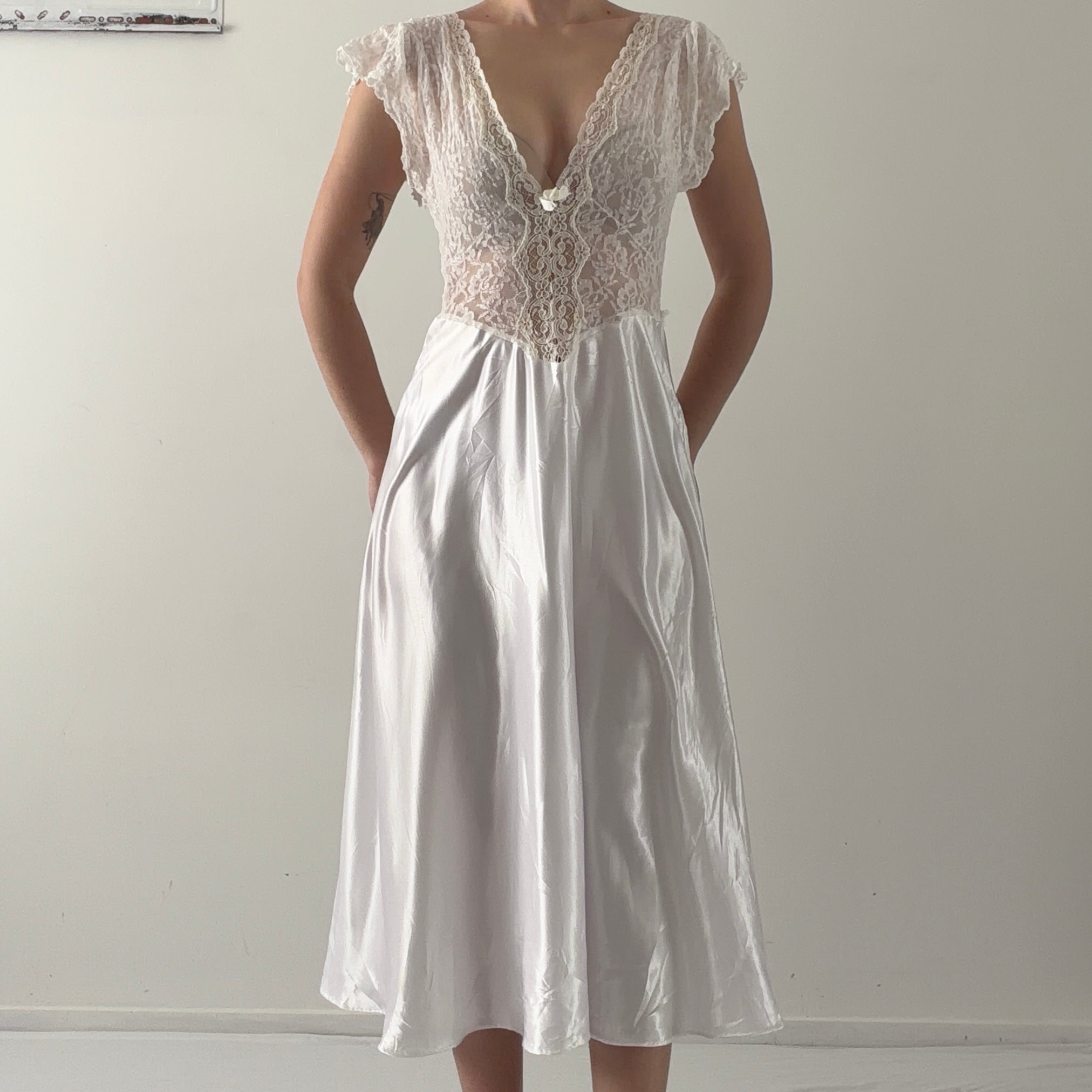 Cinema Etoile Lace & Satin Maxi Slip Dress | Made in USA | S