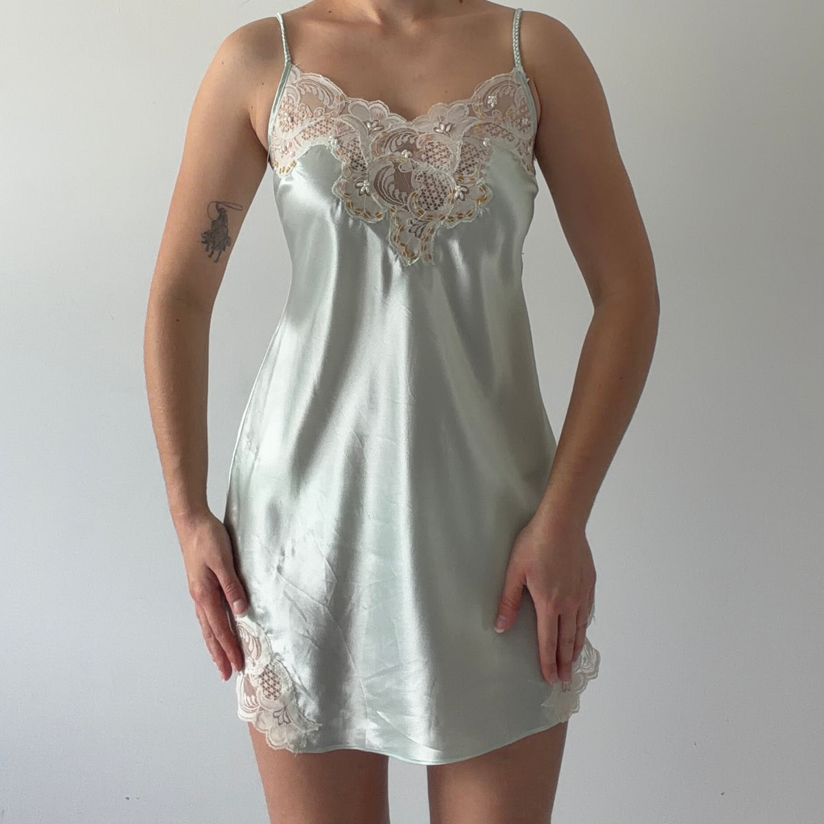 Delicates Satin Sequin Slip Dress | S