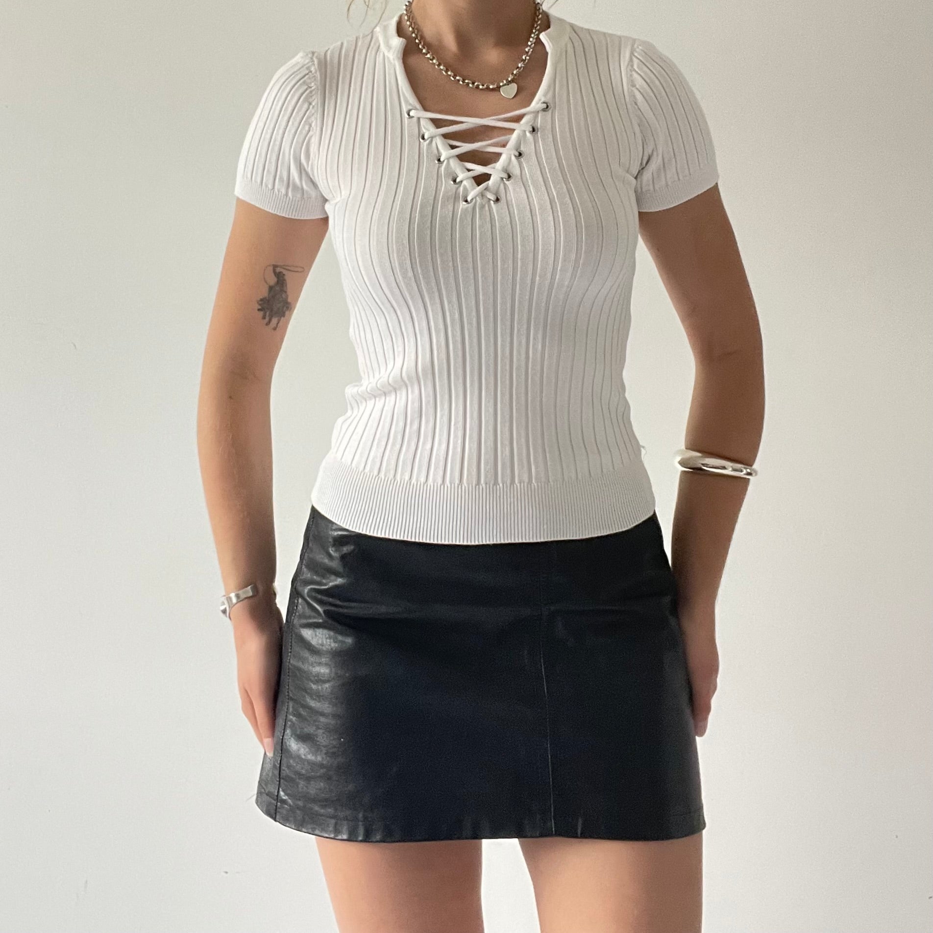 Fitted Tee Lace Up Top | 6-8