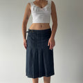 Max Pleat Denim Midi Skirt | 8-12