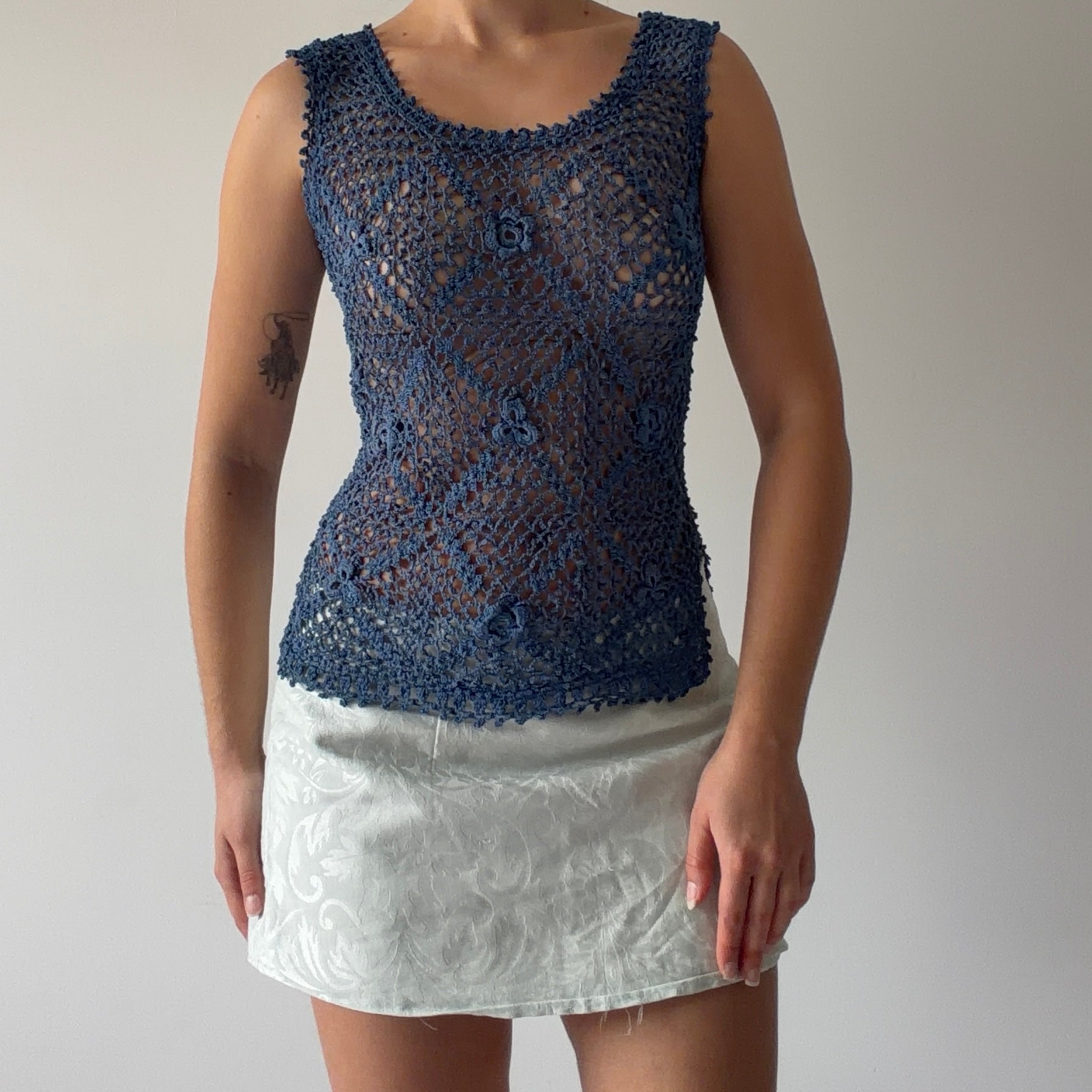 00s Blue Crochet Cami | 8-10