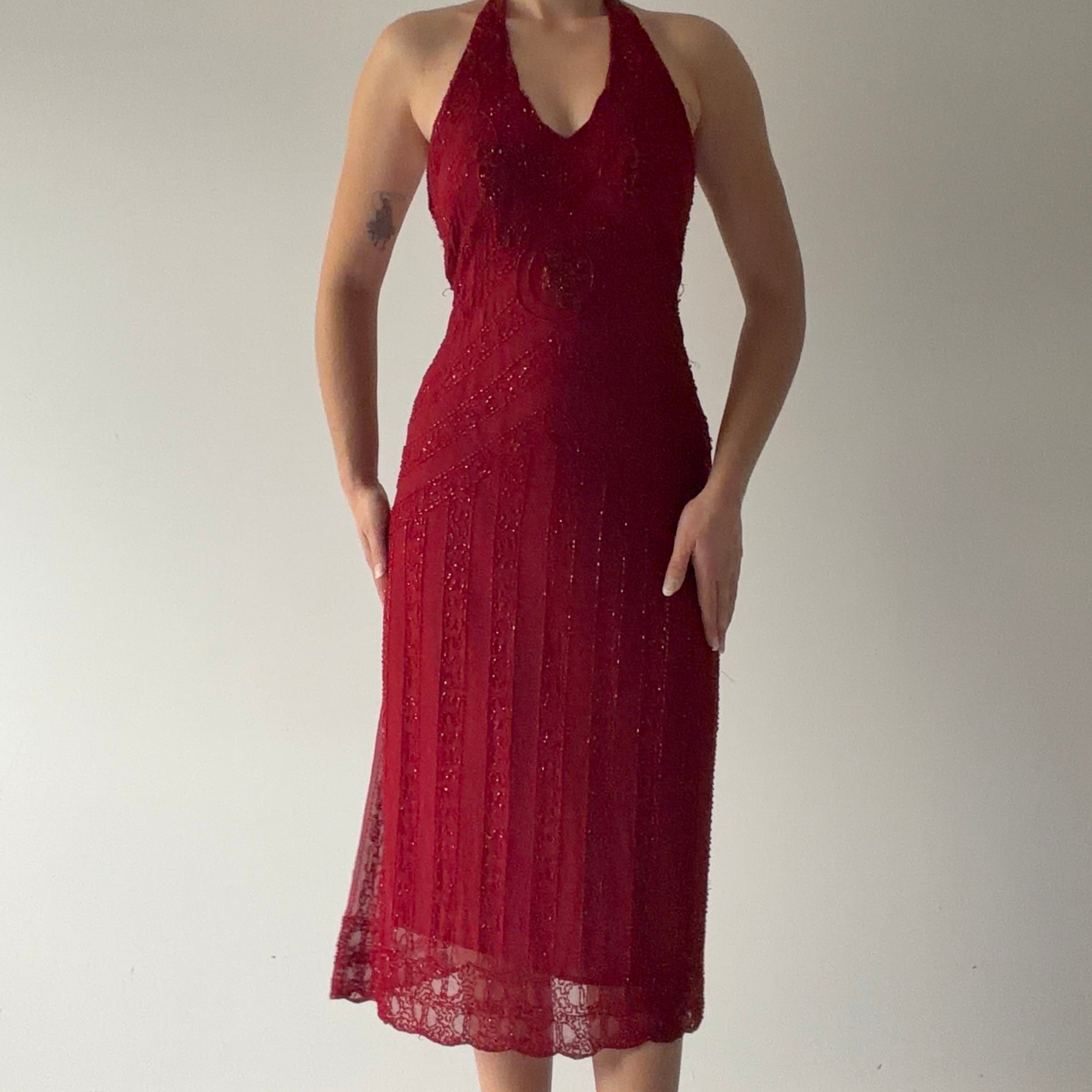 Massimo Dutto Silk Beaded Dress | S