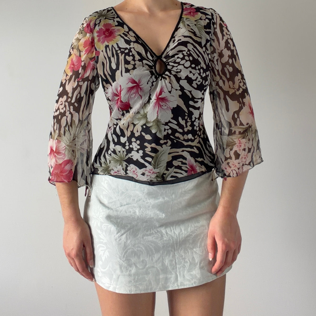 Ice Silk Bell Sleeve Top | S