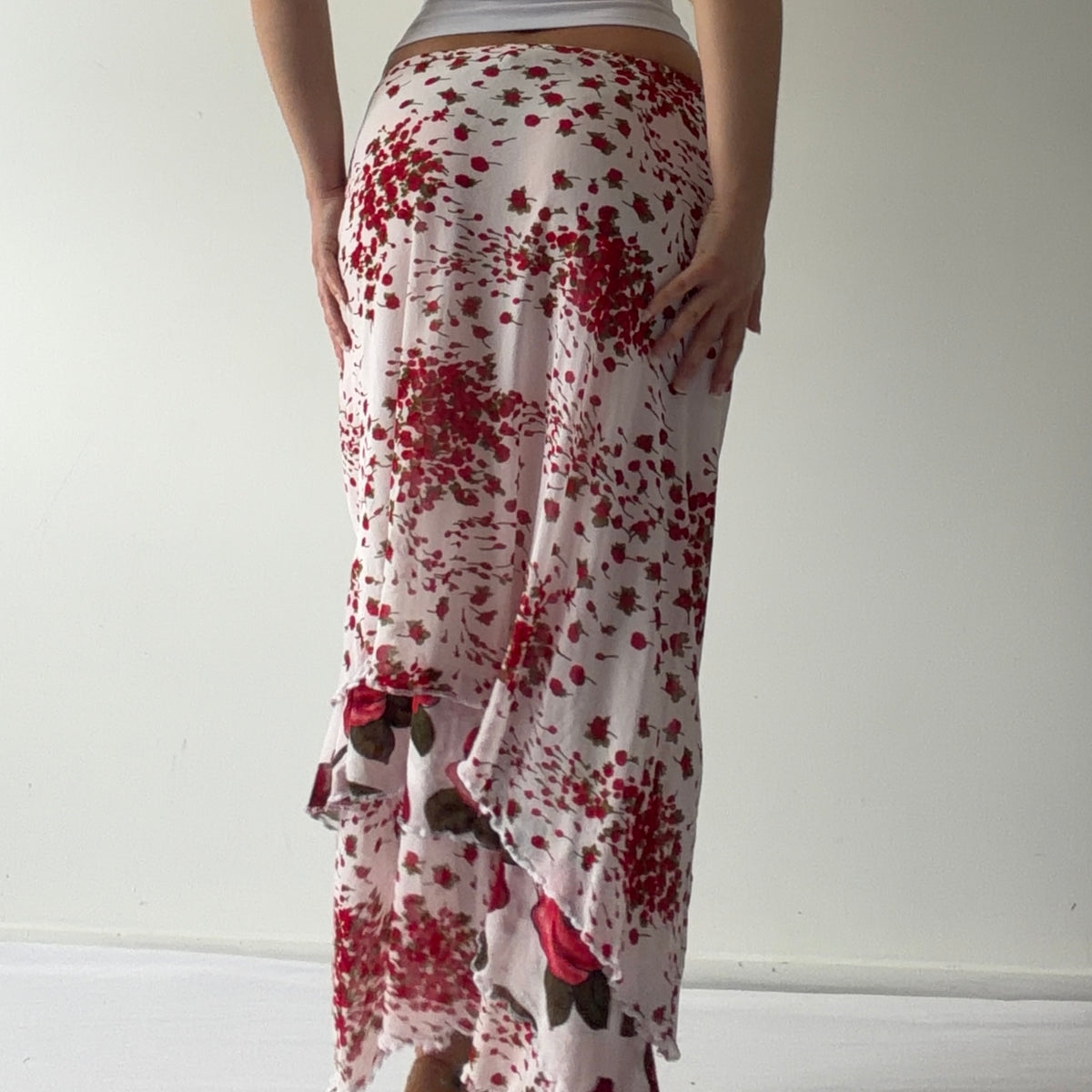 Italian Rose Mesh Midi Skirt | M-L