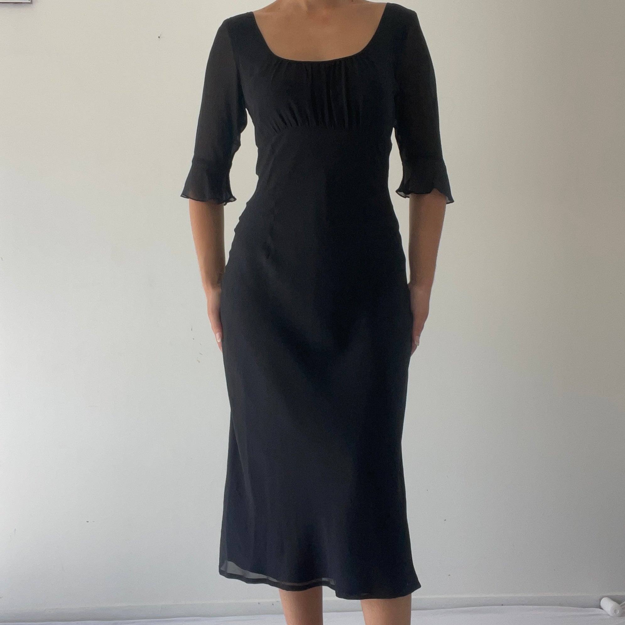 Silk Milkmaid Midi Dress | 8-10