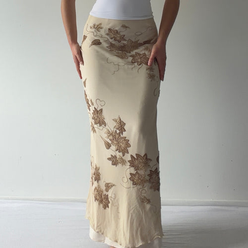Cache Silk Beaded Maxi Skirt | XS