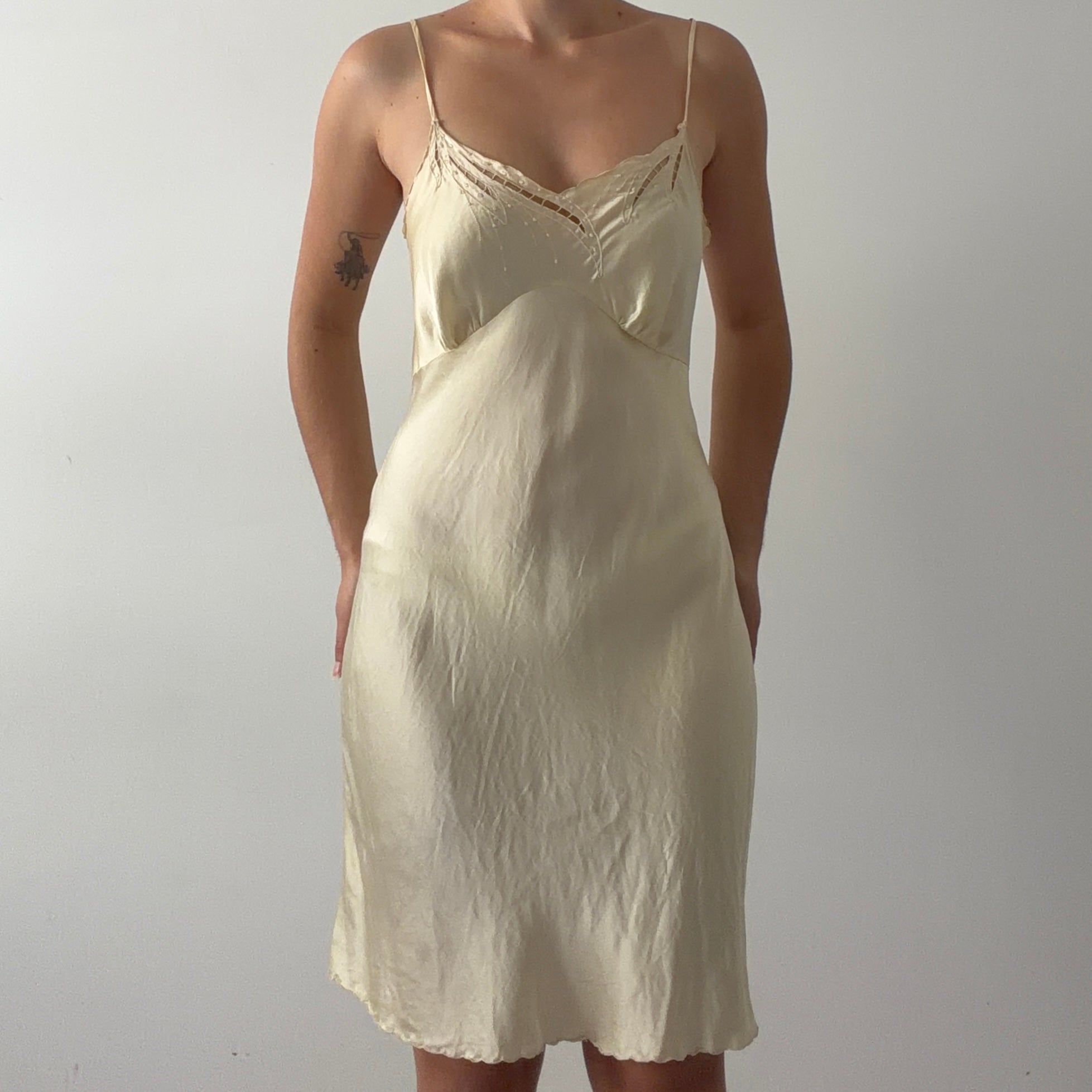 Silk Slip Dress in Butter Yellow | 8-10
