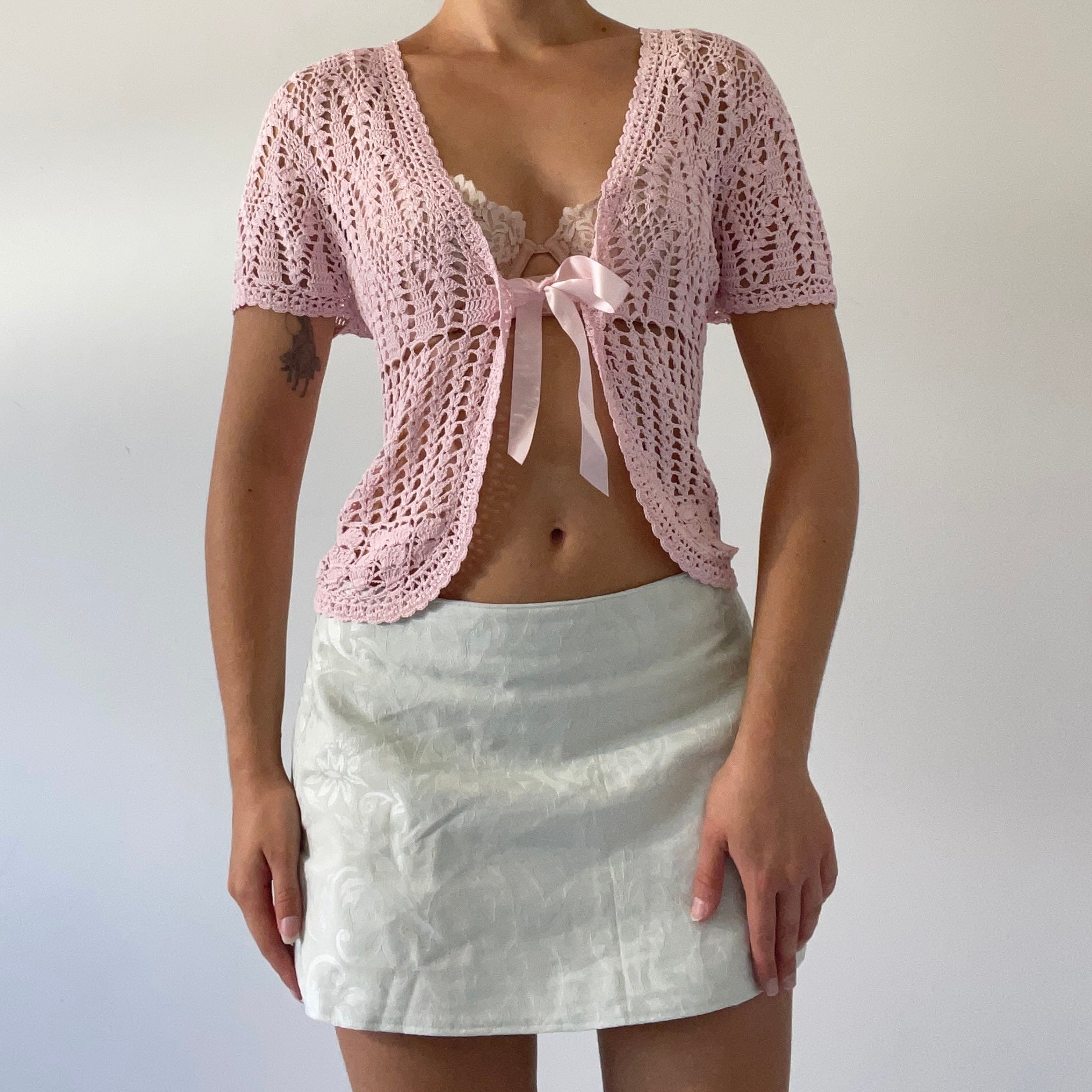 Crochet Tie Cardi Top | S-M