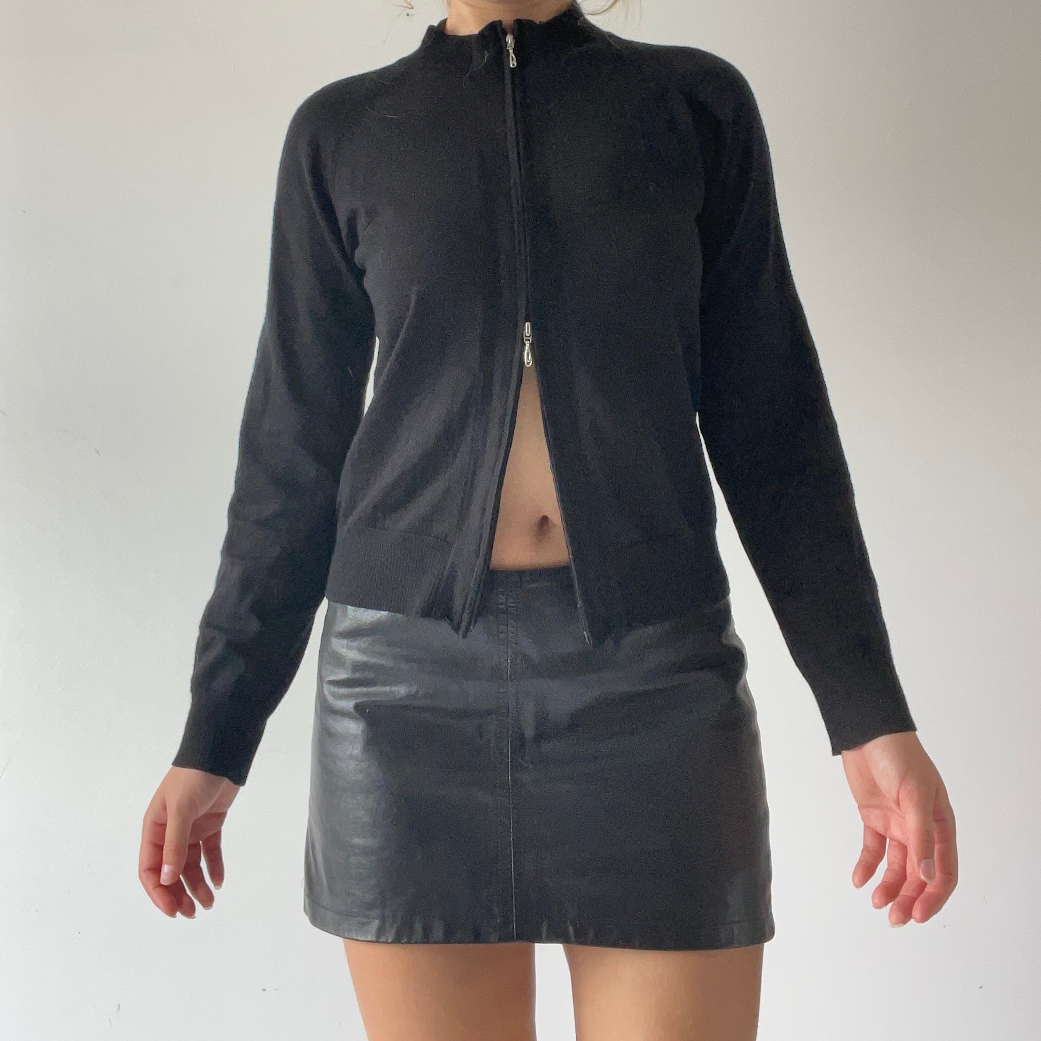 Wool Double Zip Knit Sweater | S