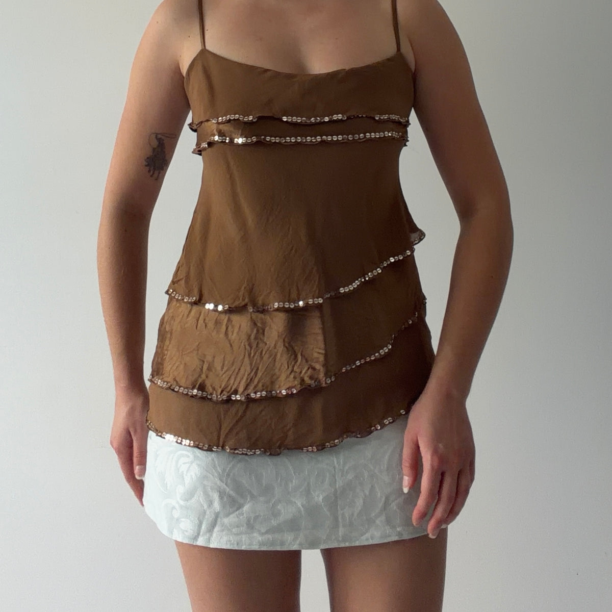 Bebe Silk Ruffle Top | M