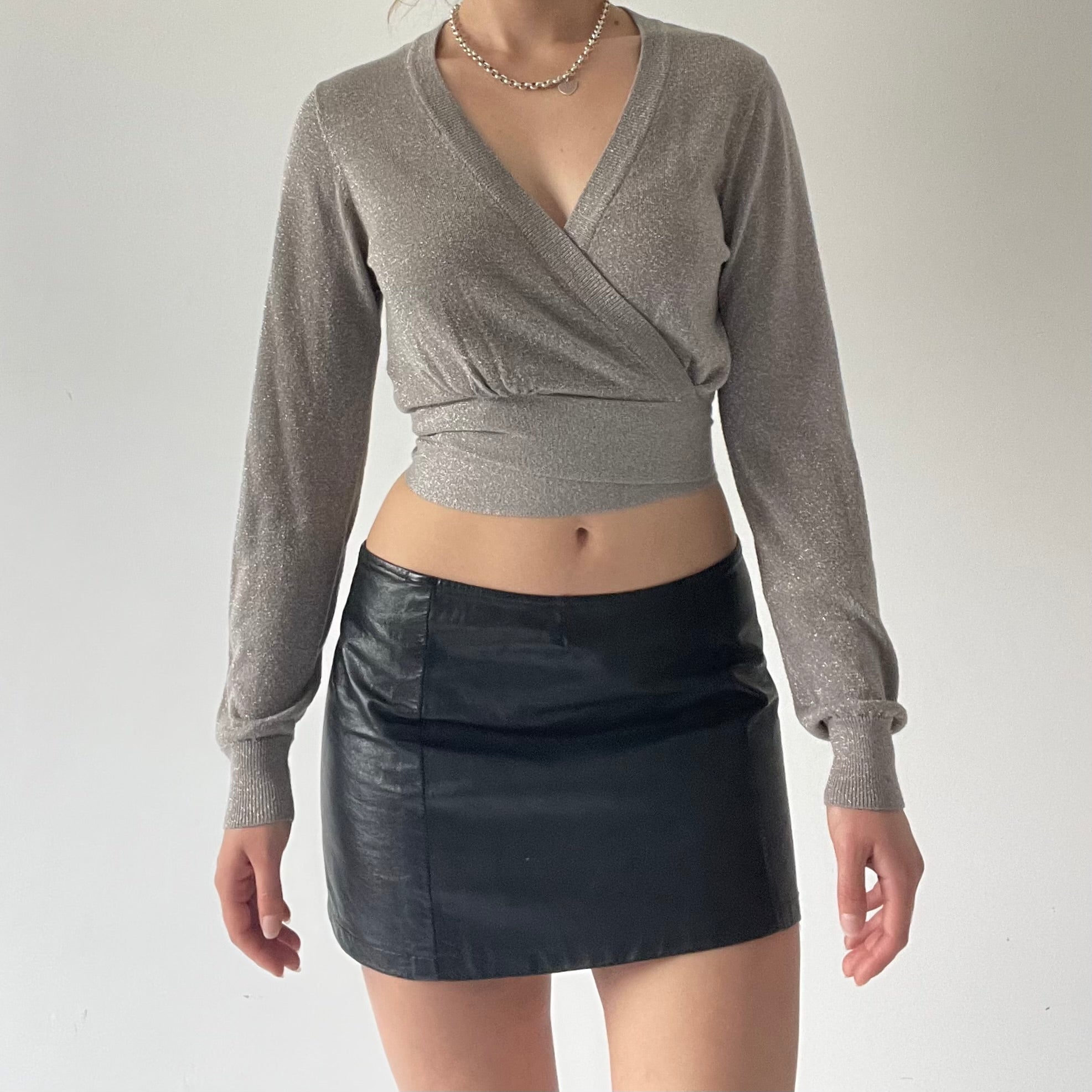 Glittery Wrap Knit Top | 6-10