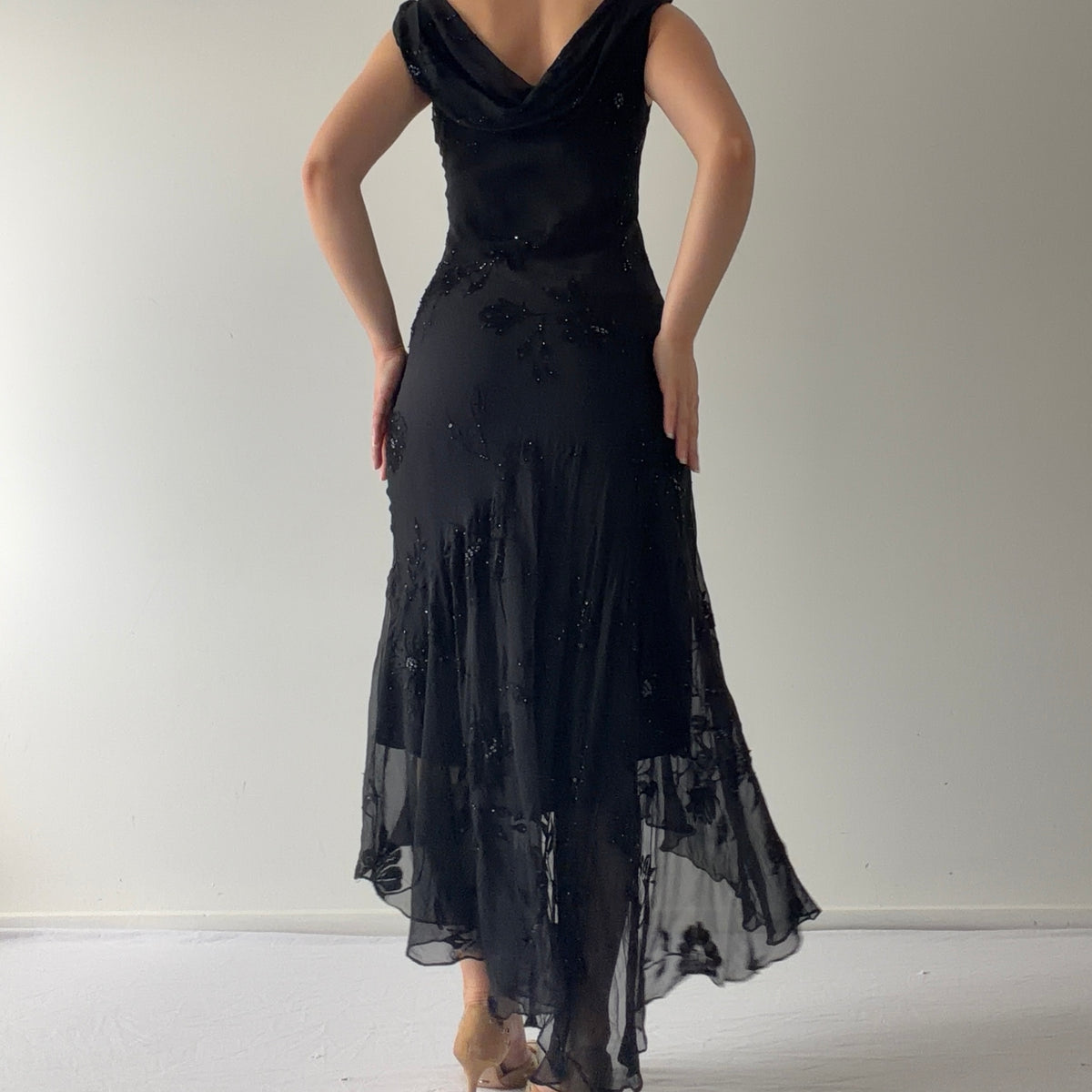 Betsy & Adam Silk Beaded Midi Dress | S