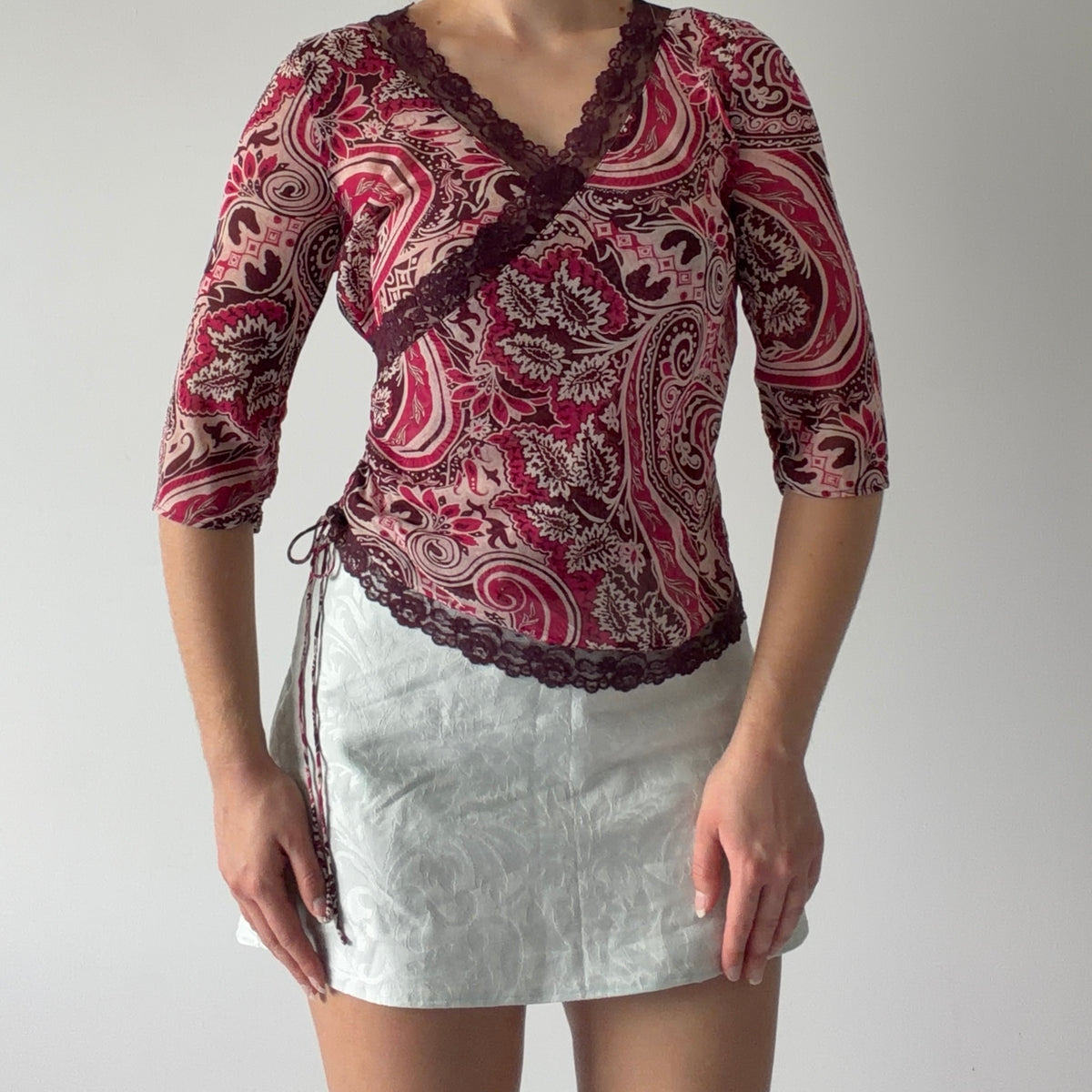 Silk 3/4 Sleeve Top | S-M