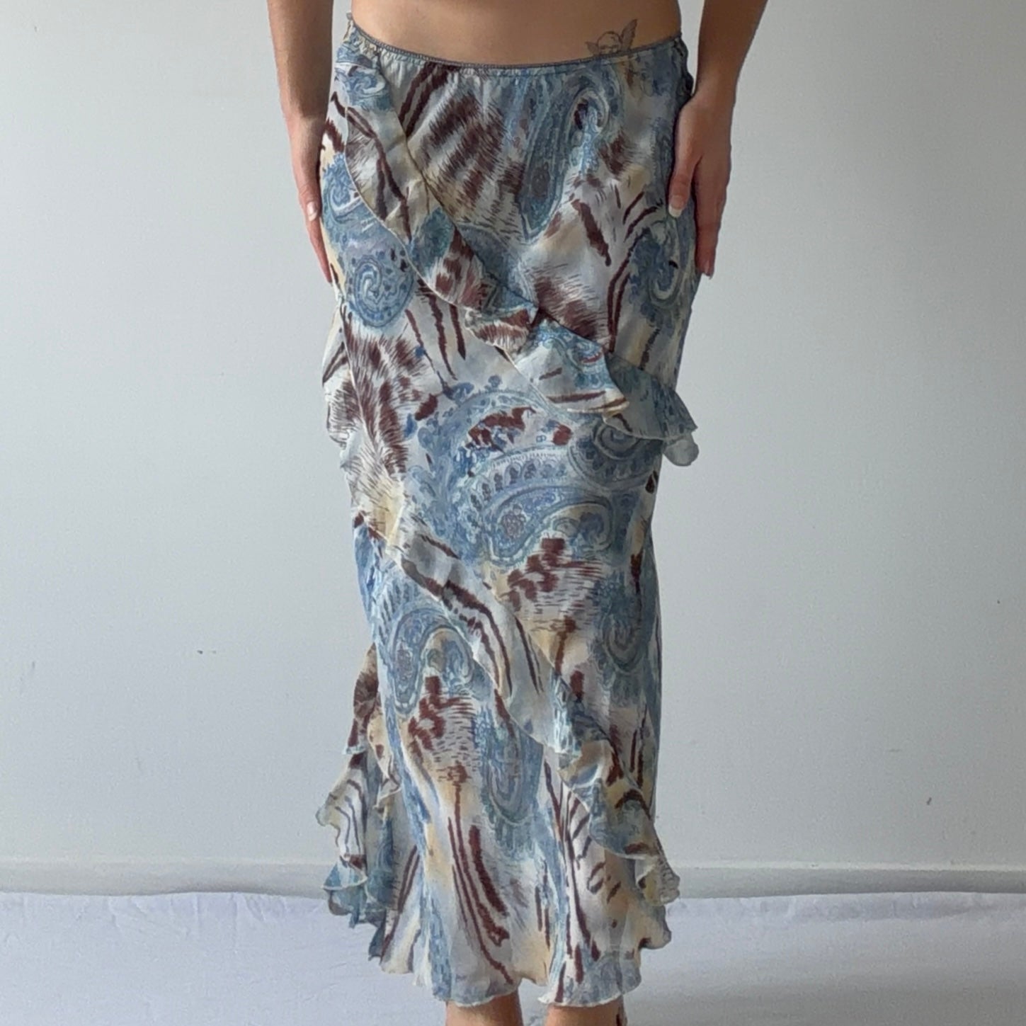 Paisley Ruffle Midi Skirt | 8-10