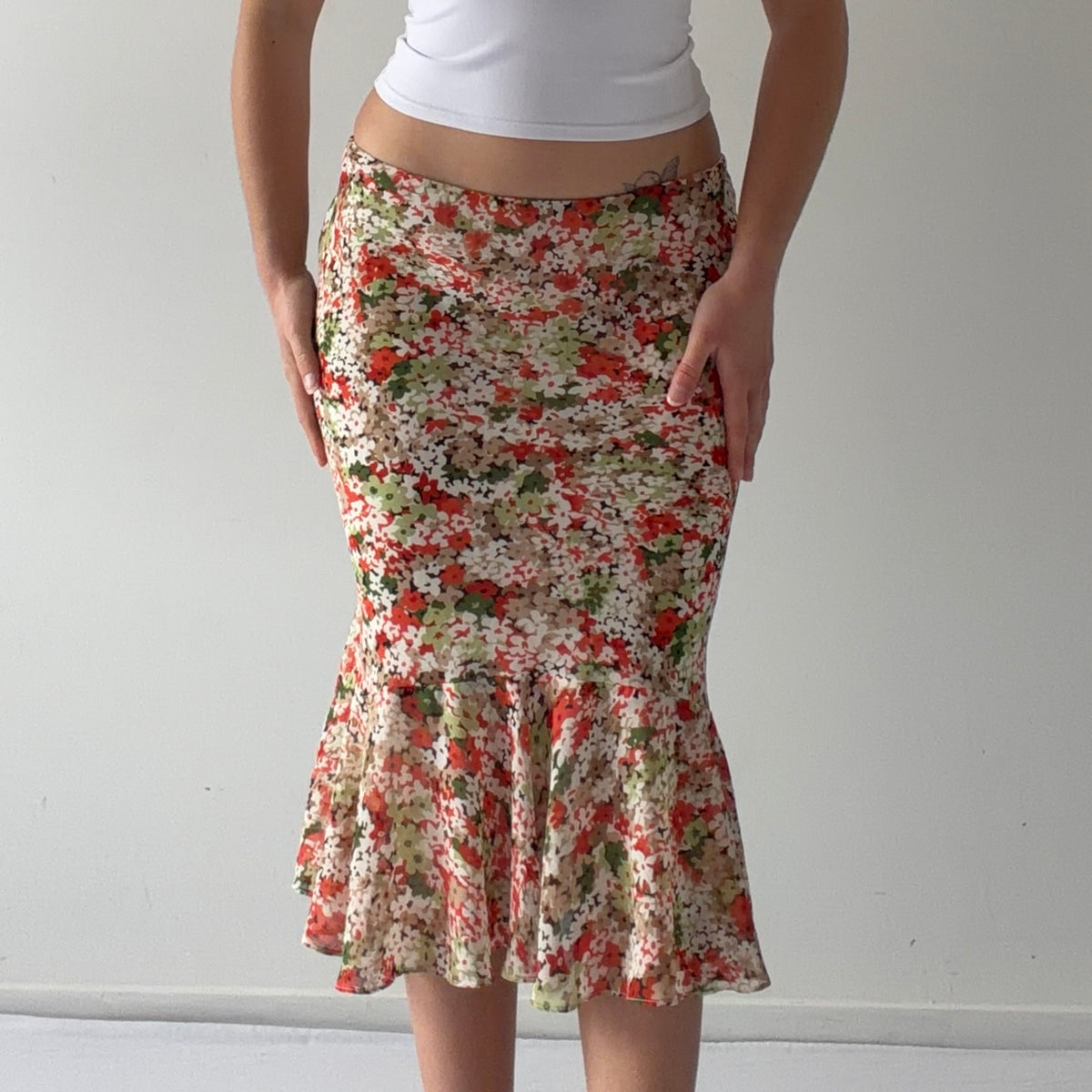 New York & Co Floral Midi Skirt | L