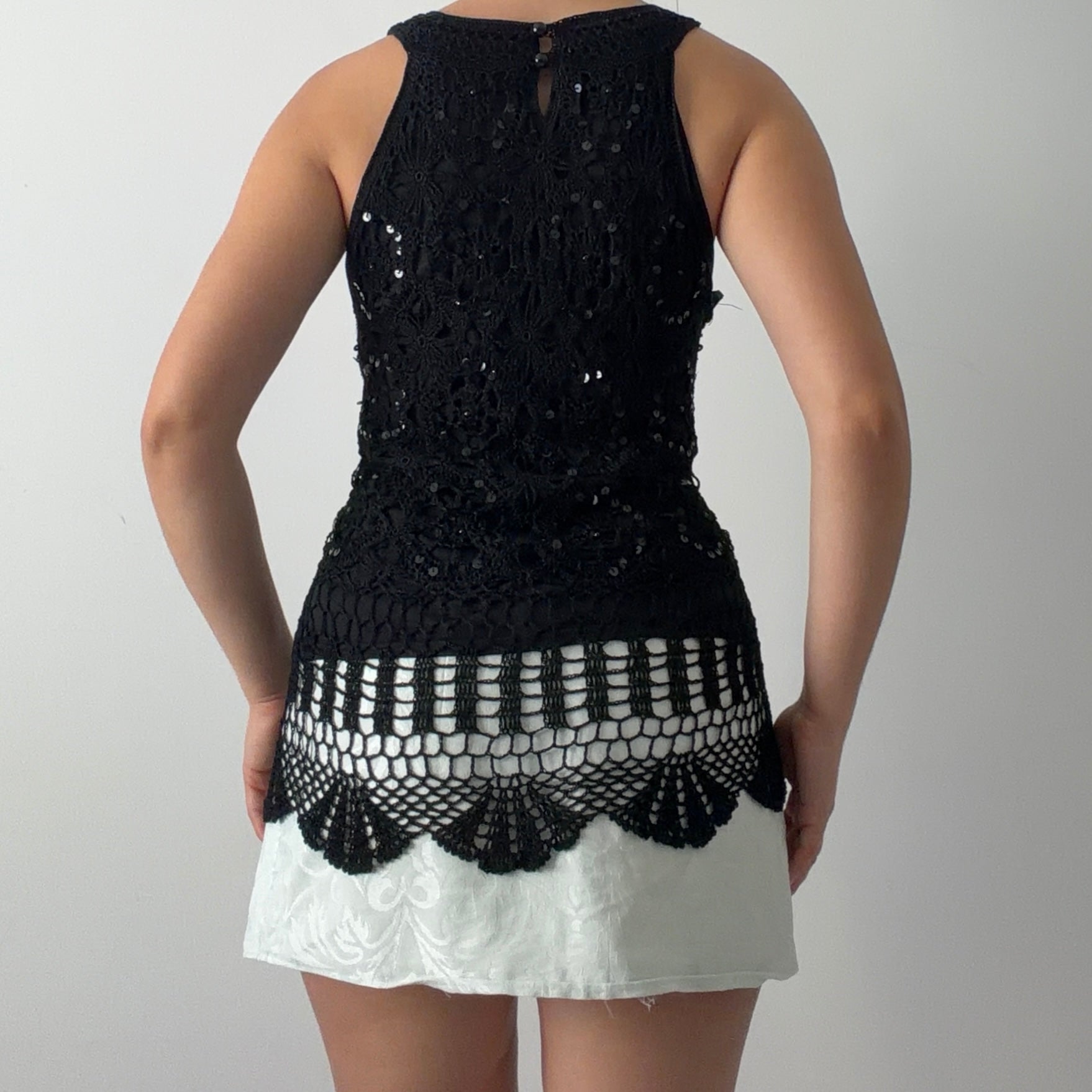 M & Co Crochet Sequin Top | L